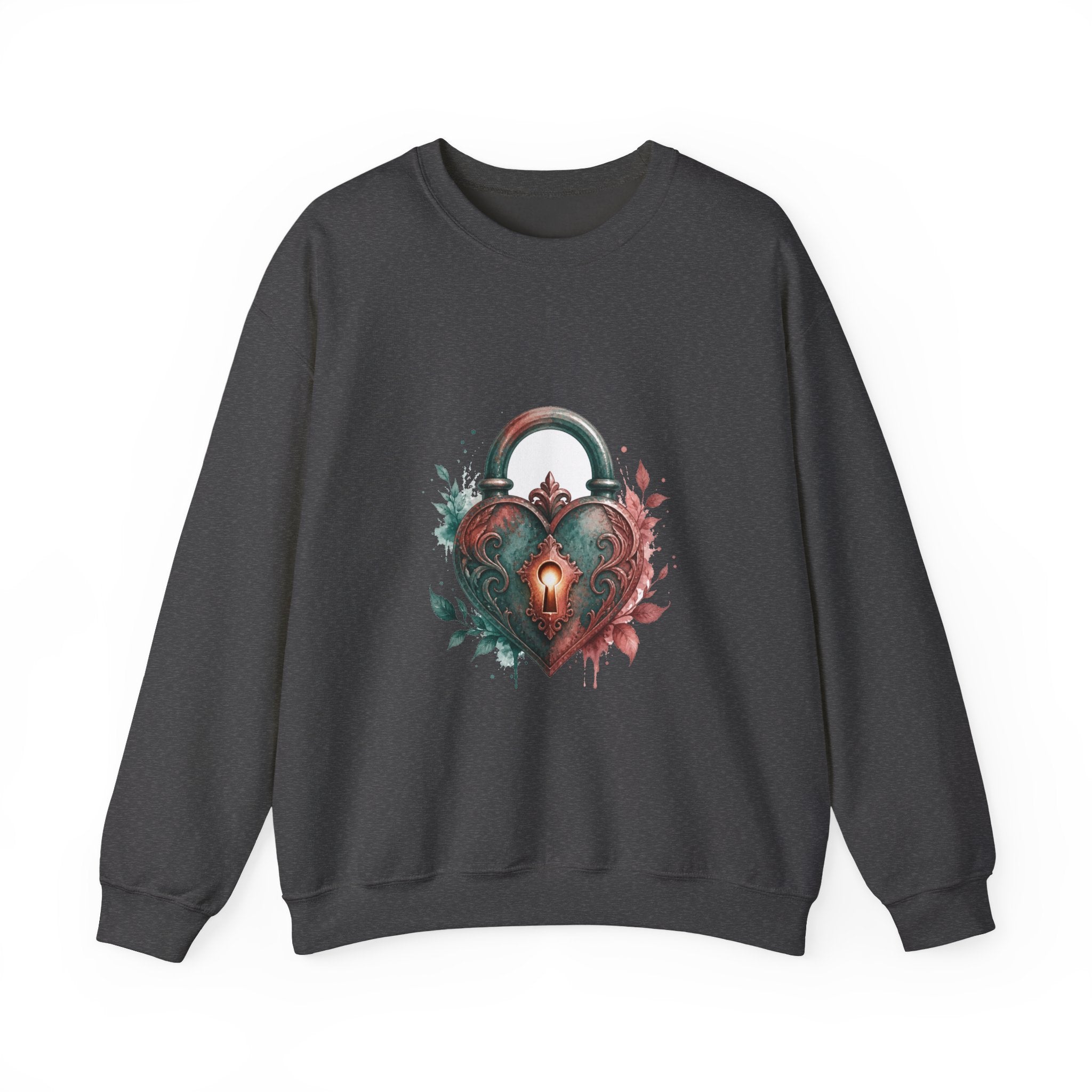 Matching Couple Sweatshirt - Key & Lock Matching Couple Premium Fleece Sweatshirt Watercolor Art His Hers Birthday Gift - Design B