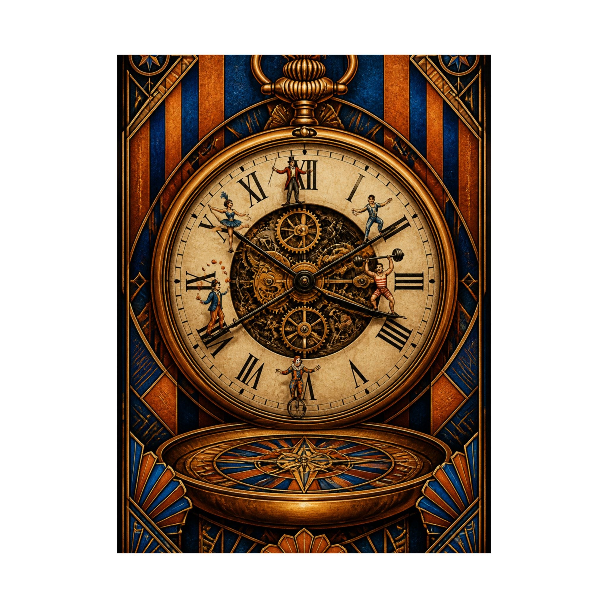 Pocket Watch Performers Wall Art Poster 18×24 Art Deco Entryway Decor Maximalist Print