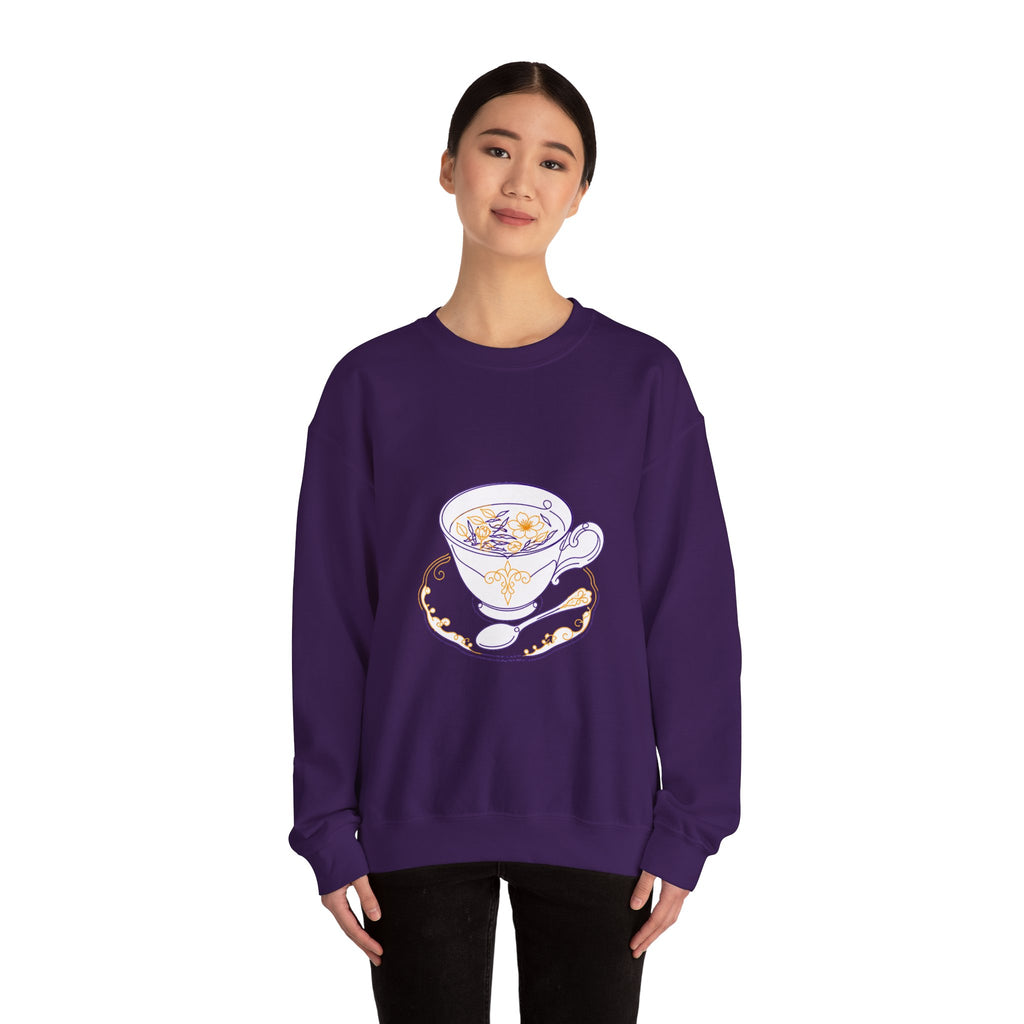 Matching Couple Sweatshirt - Coffee & Tea Matching Couple Crewneck Sweatshirt Minimalist Art His Hers Valentine Gift - Design B
