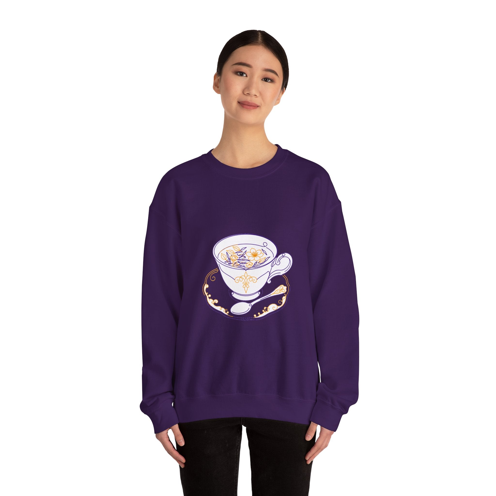 Matching Couple Sweatshirt - Coffee & Tea Matching Couple Crewneck Sweatshirt Minimalist Art His Hers Valentine Gift - Design B