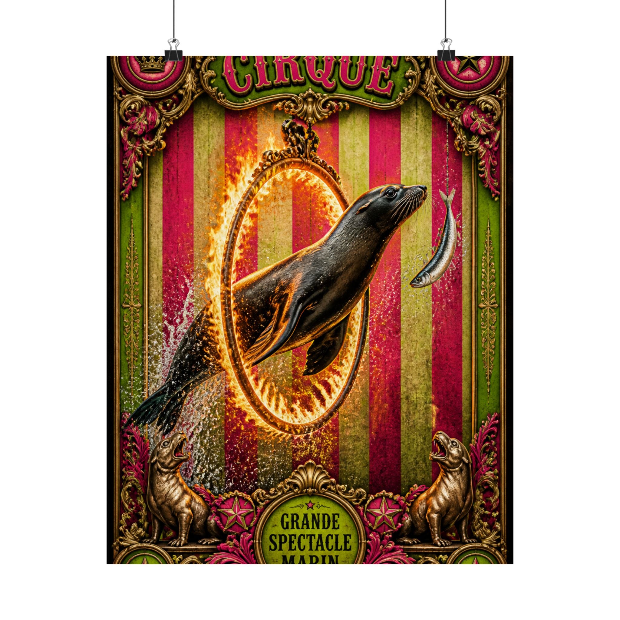 Seal Fire Hoop Wall Art Poster 24×36 Baroque Studio Decor Maximalist Print
