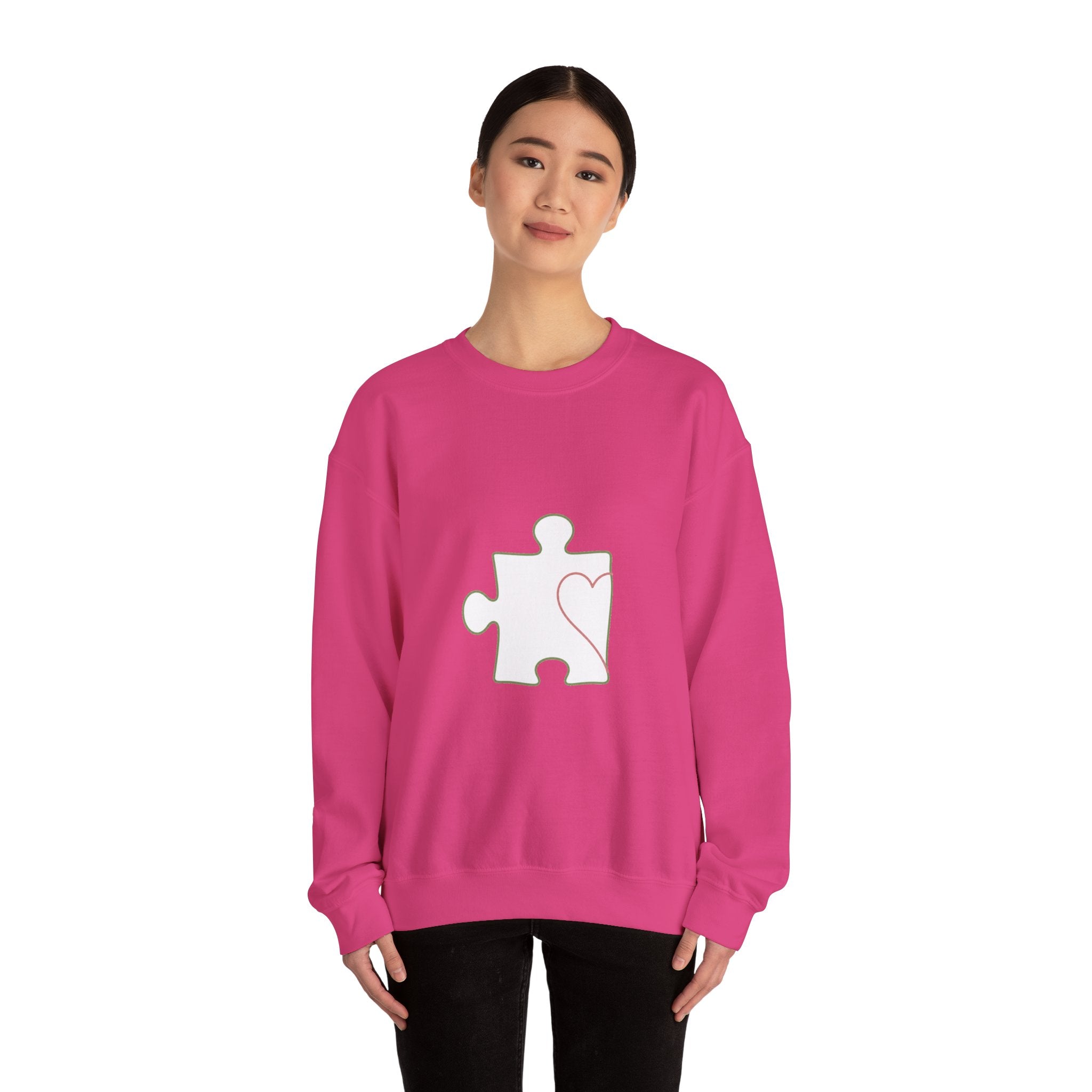 Matching Couple Sweatshirt - Puzzle Pieces Matching Couple Crewneck Sweatshirt Minimalist Art His Hers Valentine Gift - Design A