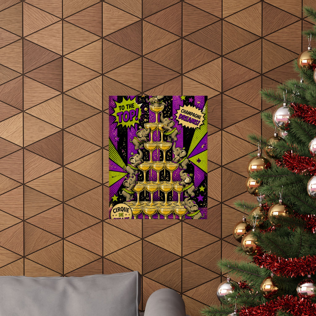 Champagne Tower Elephants Wall Art Poster 18×24 Pop Art Living Room Decor Maximalist Print