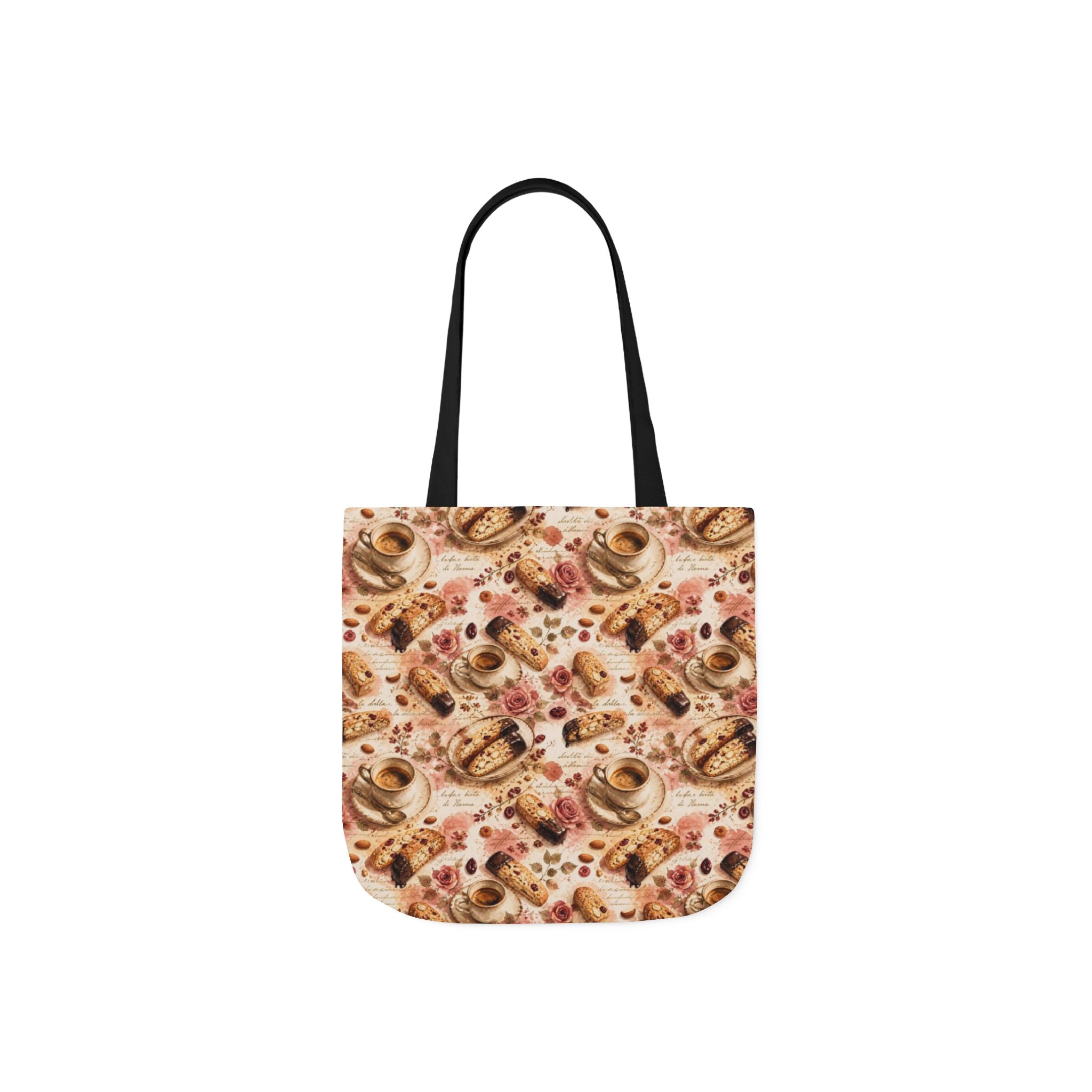 Almond Biscotti Canvas Tote Bag Mediterranean Kitchen Watercolor Splash Design Italian Cottagecore Gift