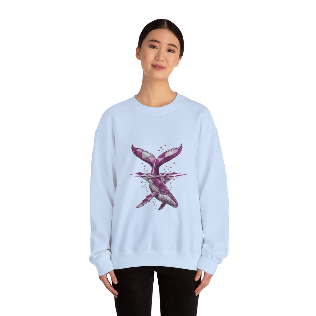 Matching Couple Sweatshirt - Eagle & Whale Matching Couple Crewneck Sweatshirt Geometric Art His Hers Couple Gift - Design B