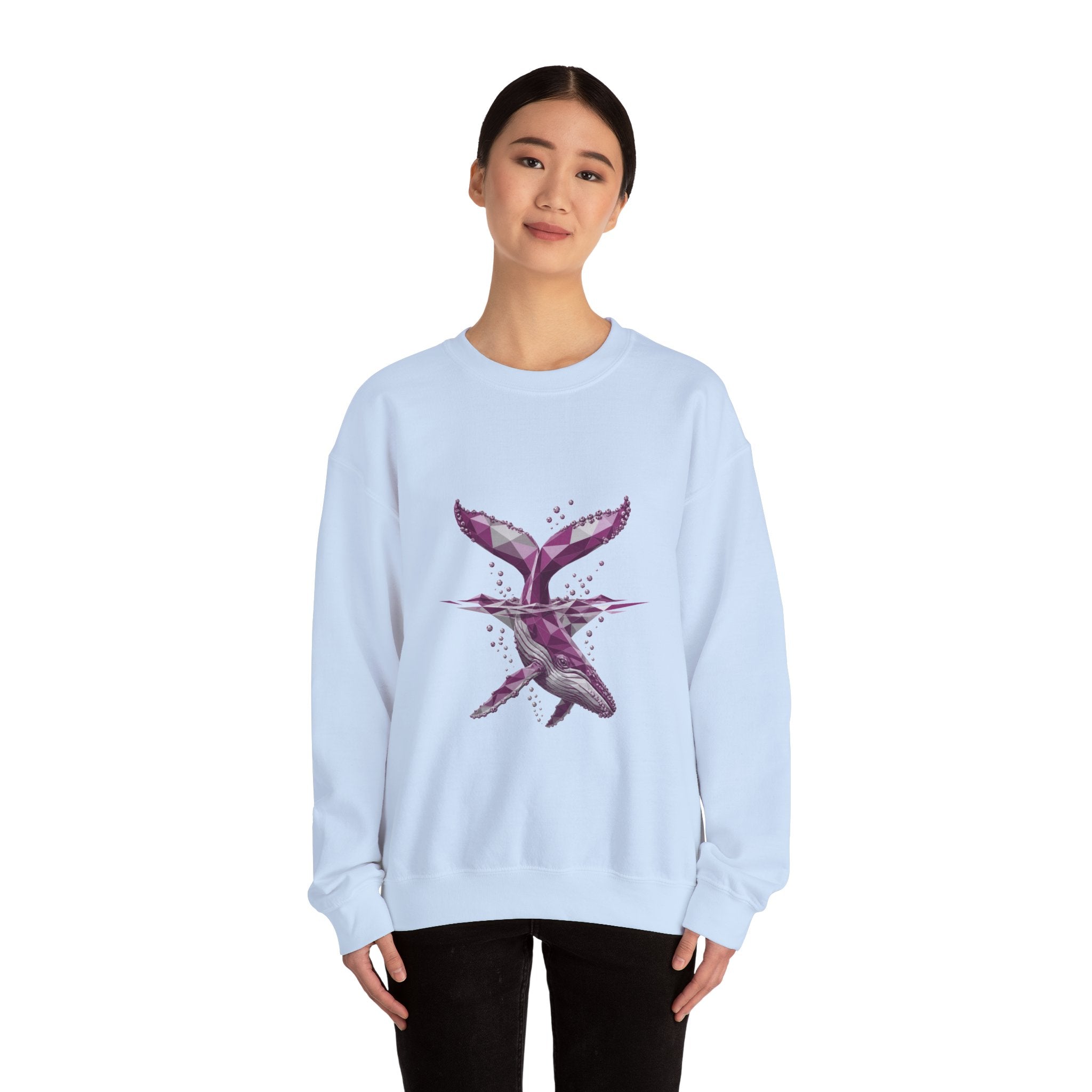 Matching Couple Sweatshirt - Eagle & Whale Matching Couple Crewneck Sweatshirt Geometric Art His Hers Couple Gift - Design B