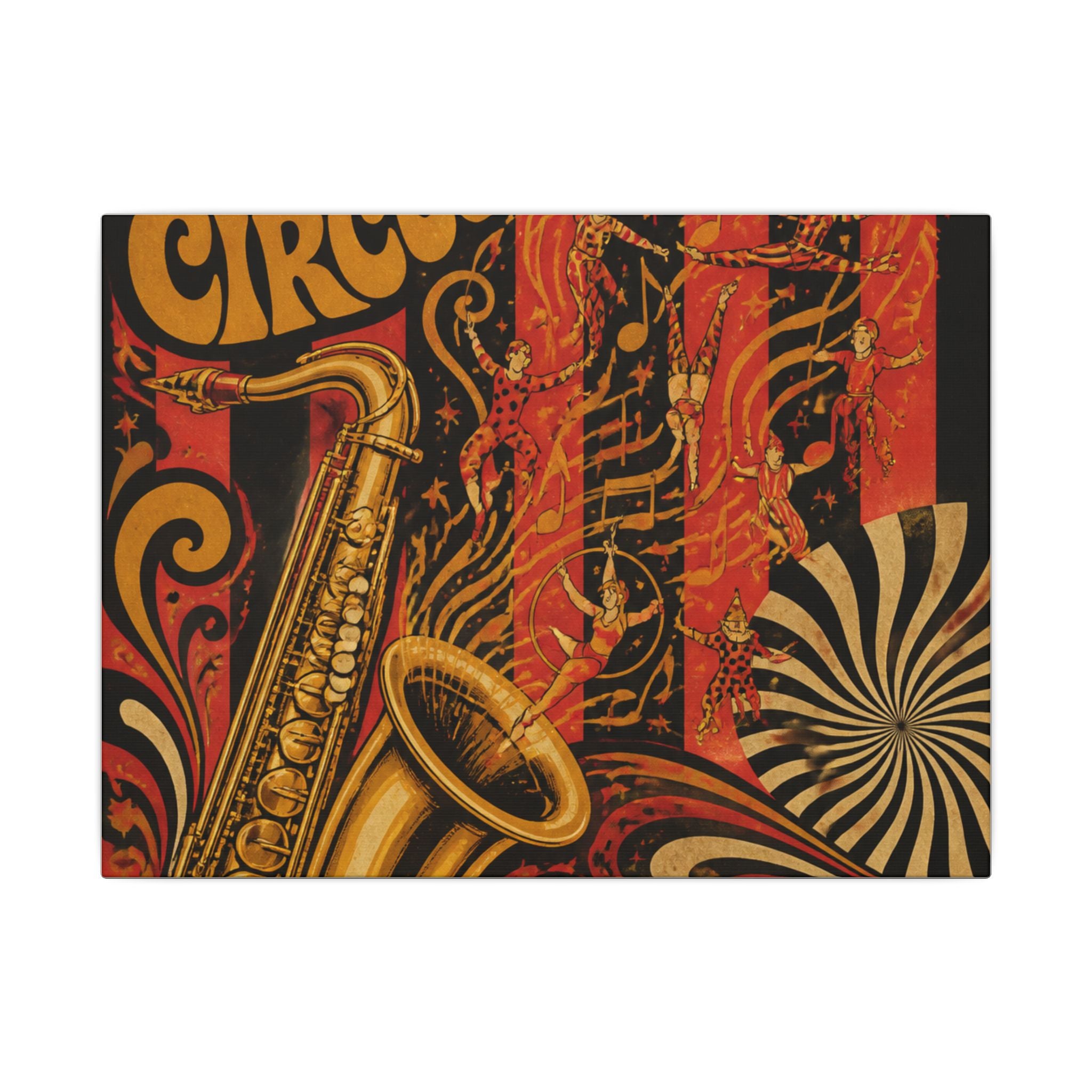 Saxophone Music Circus Wall Art Canvas 16×20 Psychedelic Cafe Decor Maximalist Print