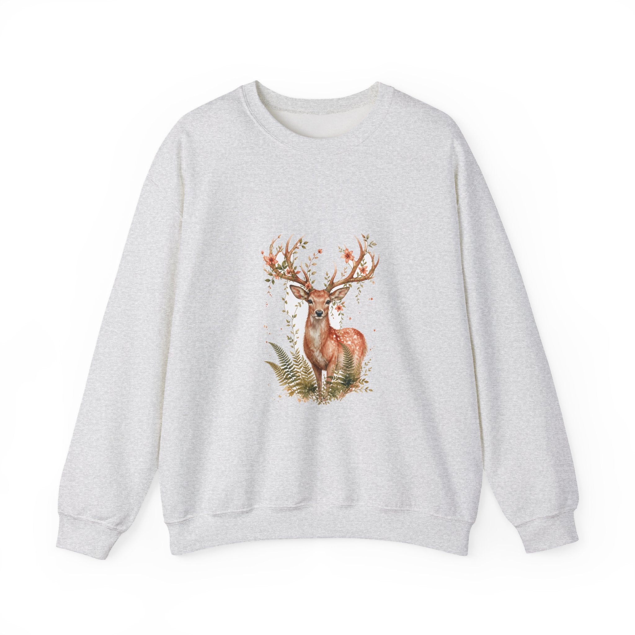 Matching Couple Sweatshirt - Bear & Deer Matching Couple Crewneck Sweatshirt Watercolor Art His Hers Engagement Gift - Design B