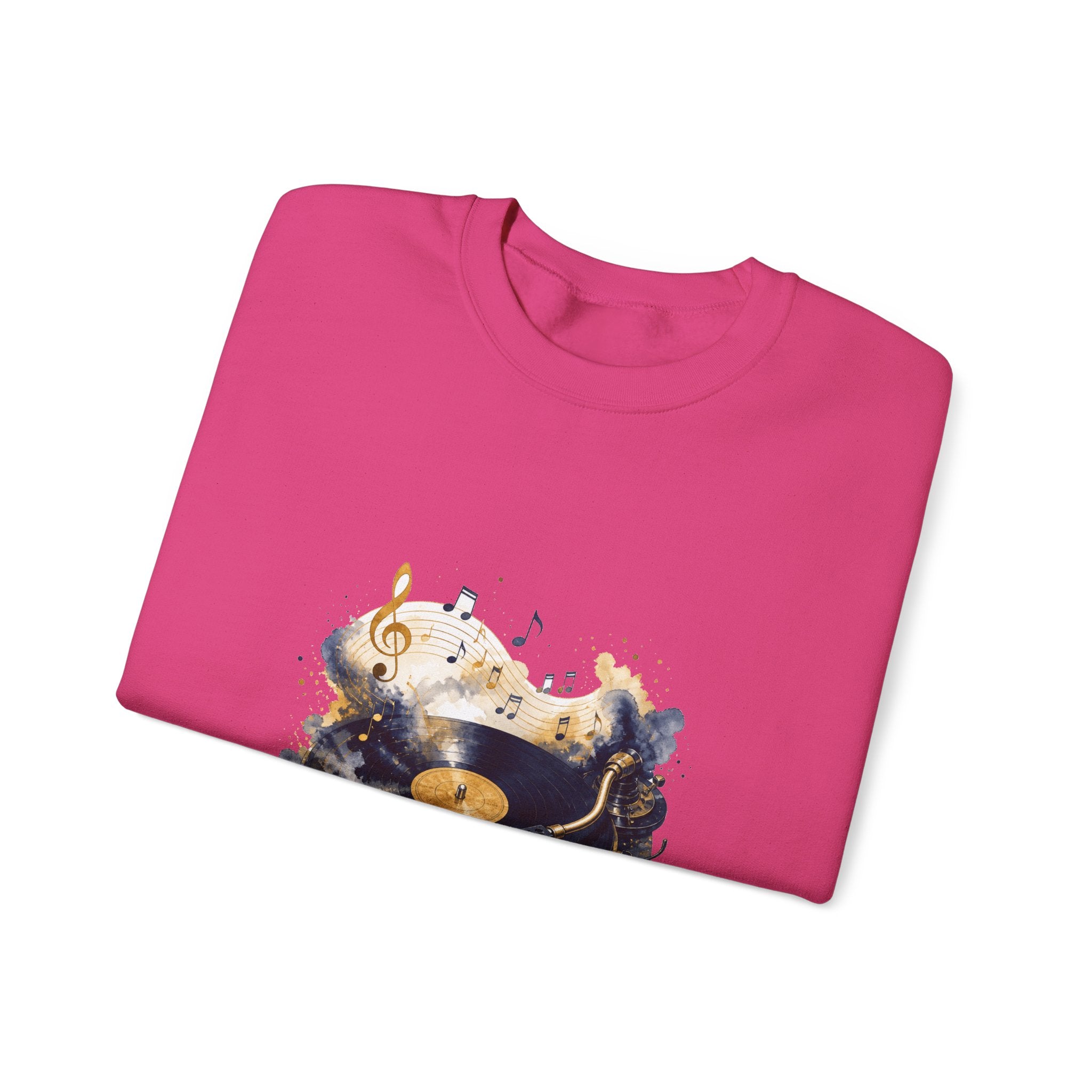 Matching Couple Sweatshirt - Vinyl & Cassette Matching Couple Crewneck Sweatshirt Watercolor Art His Hers Engagement Gift - Design A