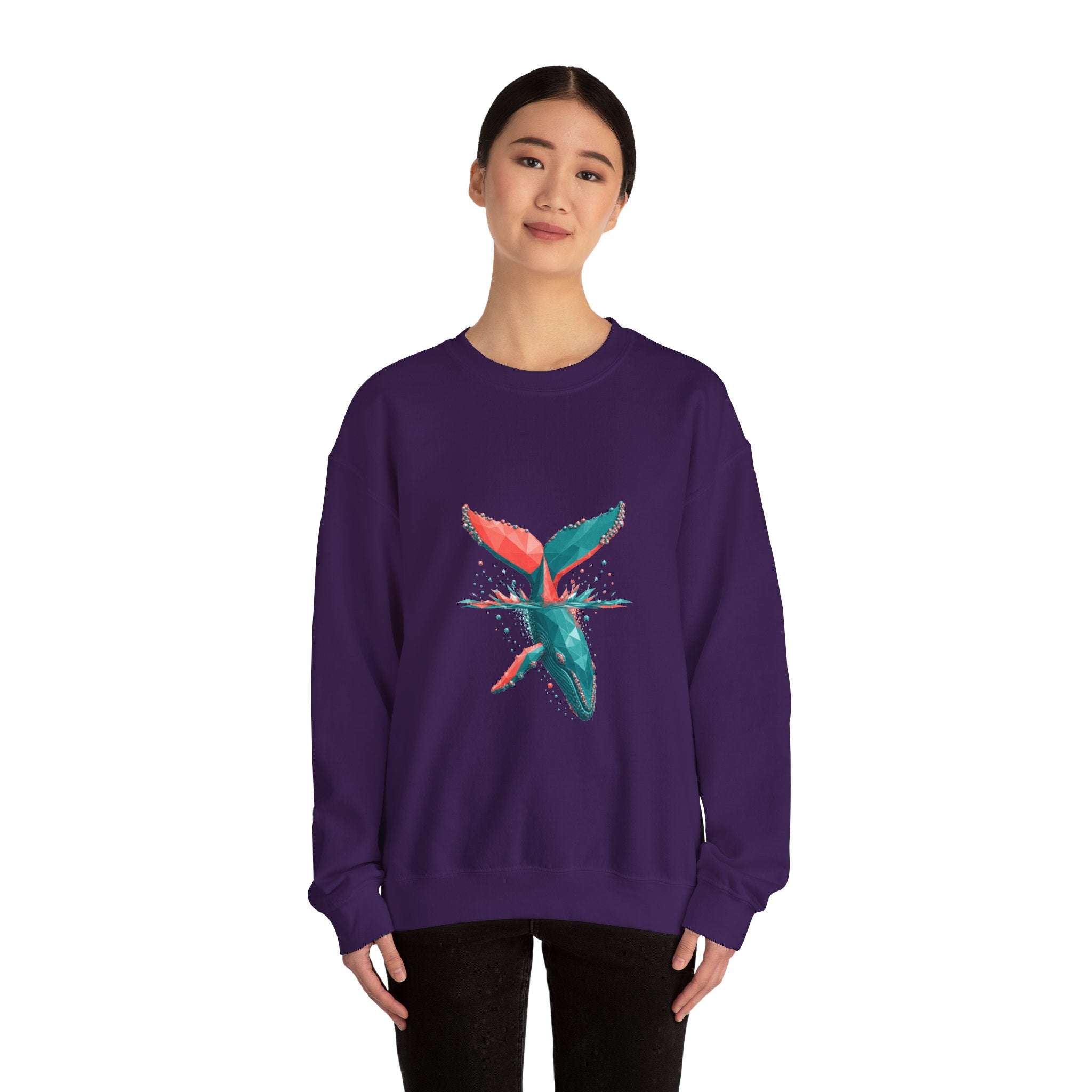 Matching Couple Sweatshirt - Eagle & Whale Matching Couple Comfort Colors Crew Geometric Art His Hers Love Gift - Design B