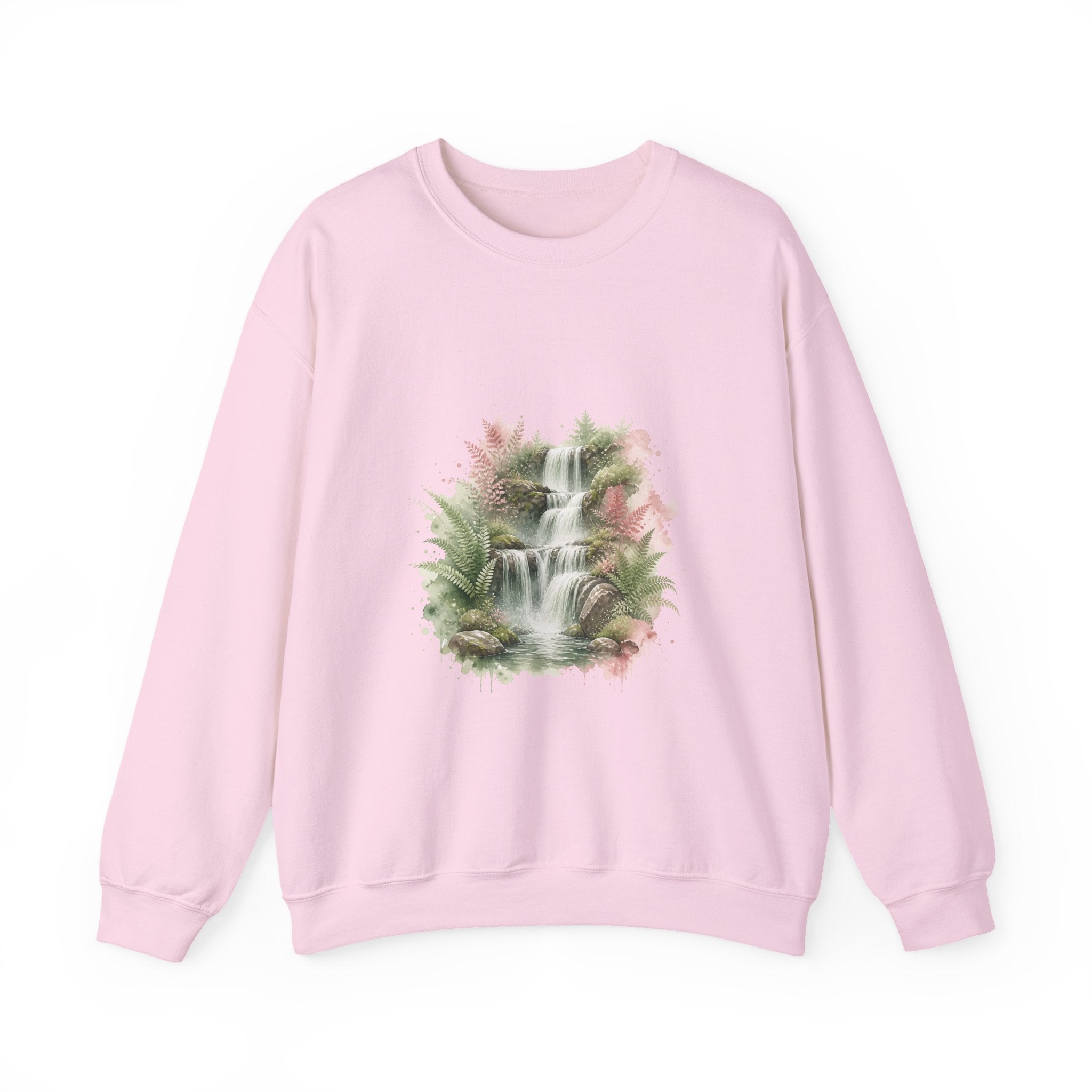 Matching Couple Sweatshirt - Wildfire & Waterfall Matching Couple Premium Fleece Sweatshirt Watercolor Art His Hers Birthday Gift - Design B