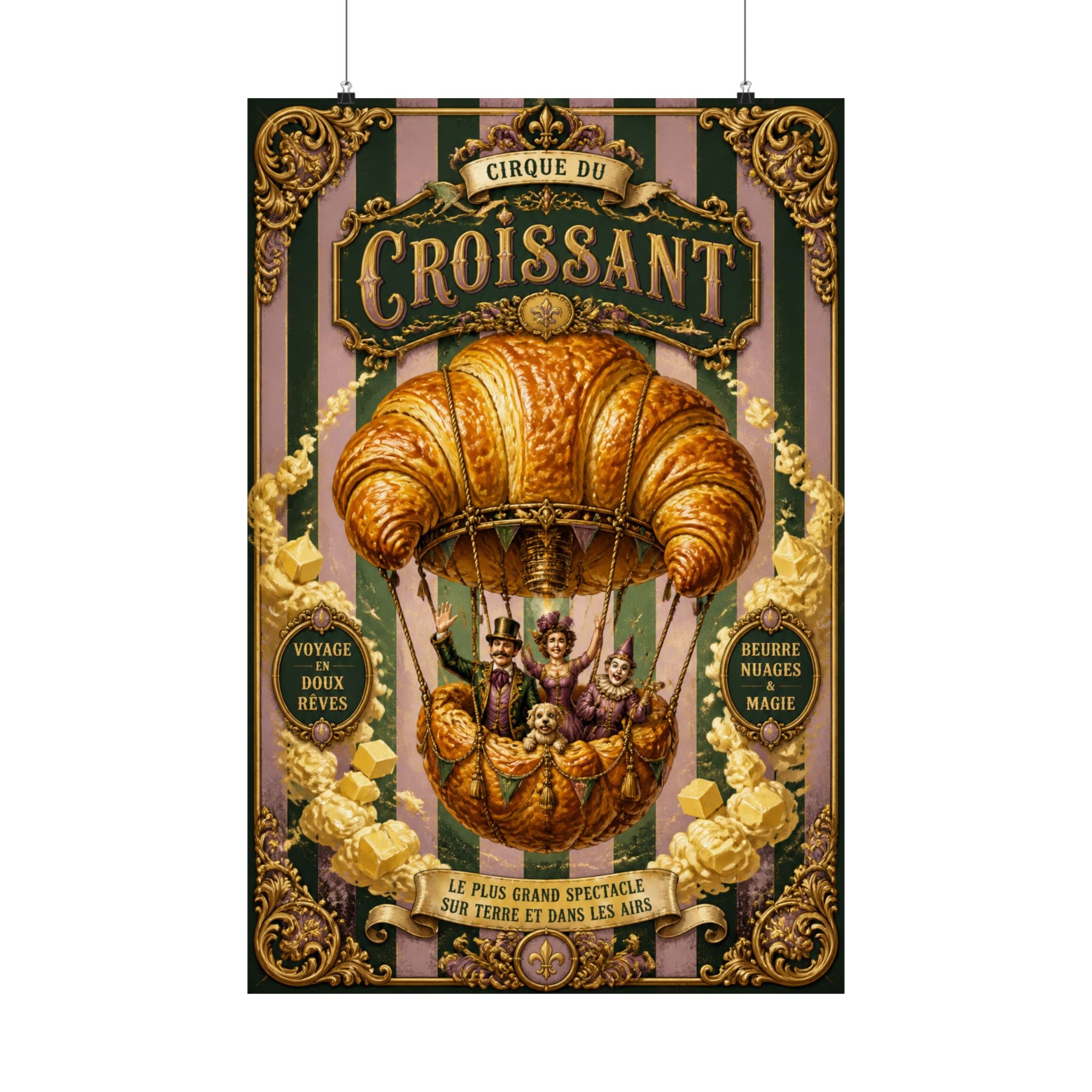 Croissant Hot Air Balloon Wall Art Poster 24×36 Baroque Studio Decor Maximalist Print