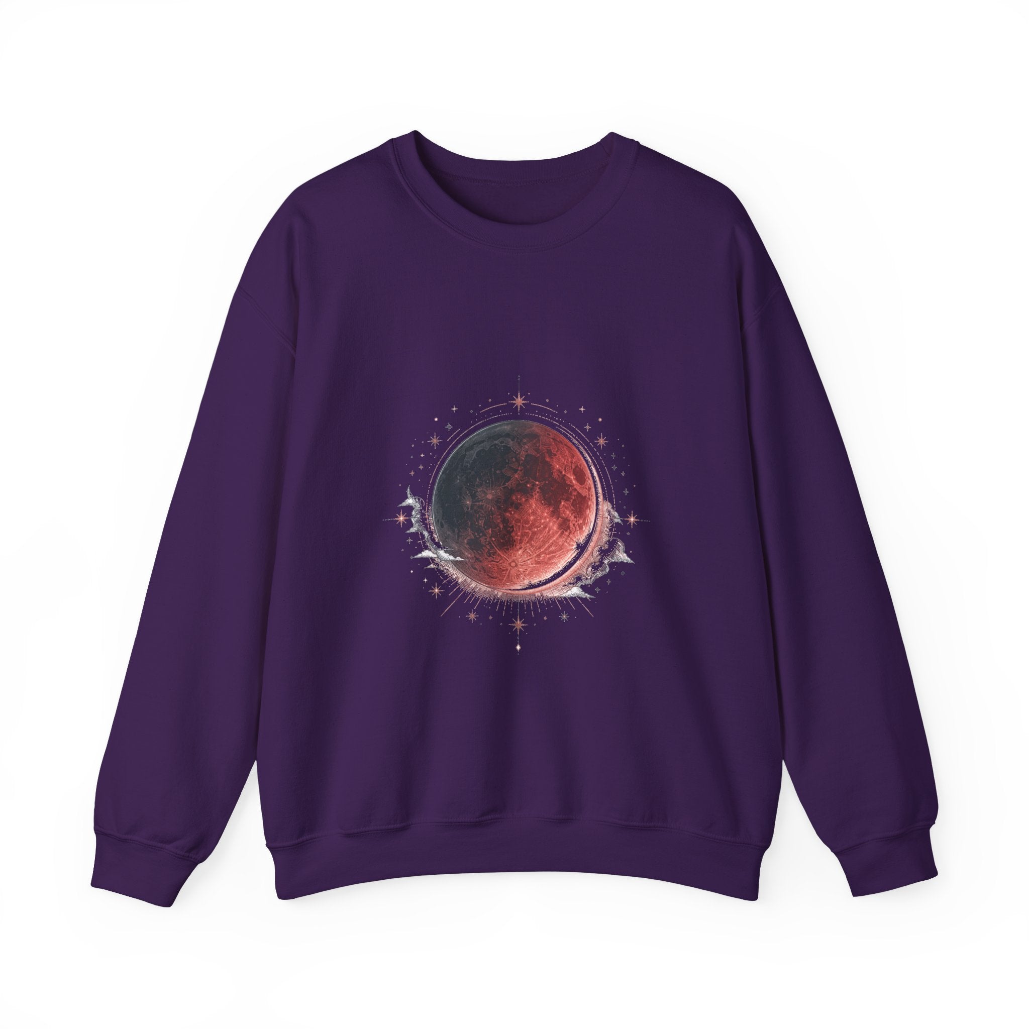 Matching Couple Sweatshirt - Solar & Lunar Eclipse Matching Couple Comfort Colors Crew Hand-Drawn Art His Hers Anniversary Gift - Design B