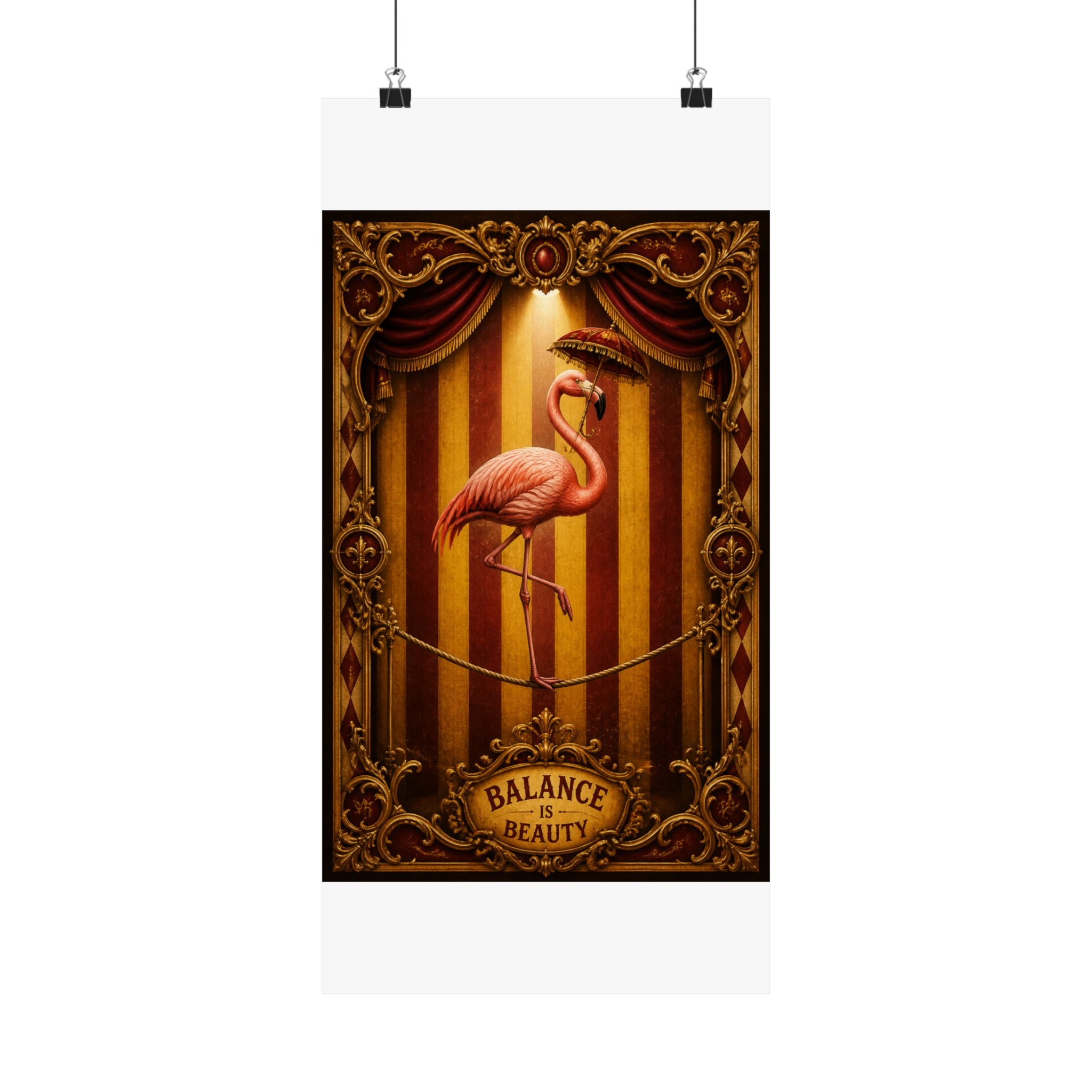 Flamingo Tightrope Wall Art Poster 24×36 Baroque Studio Decor Maximalist Print