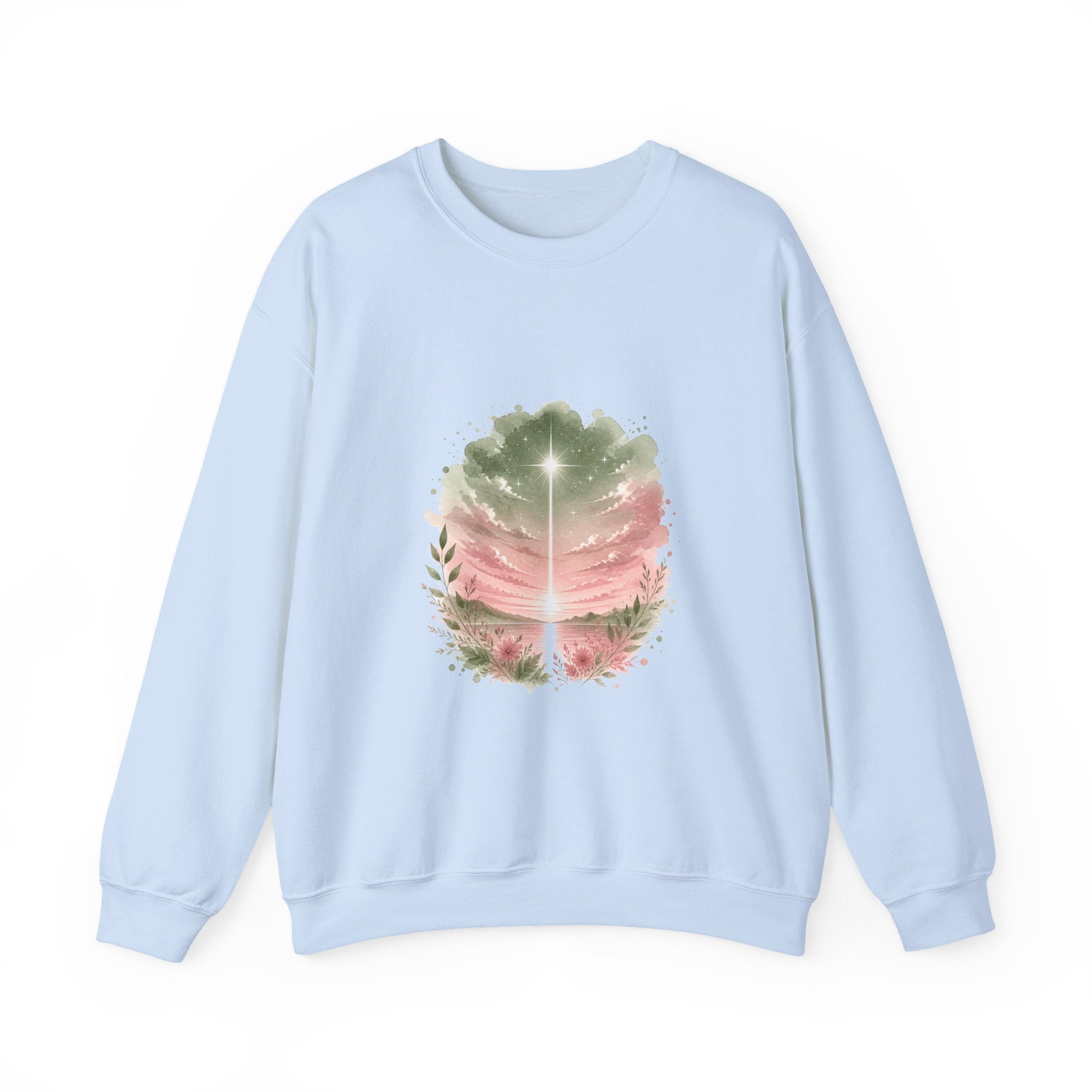Matching Couple Sweatshirt - Evening & Morning Star Matching Couple Comfort Colors Crew Watercolor Art His Hers Birthday Gift - Design A