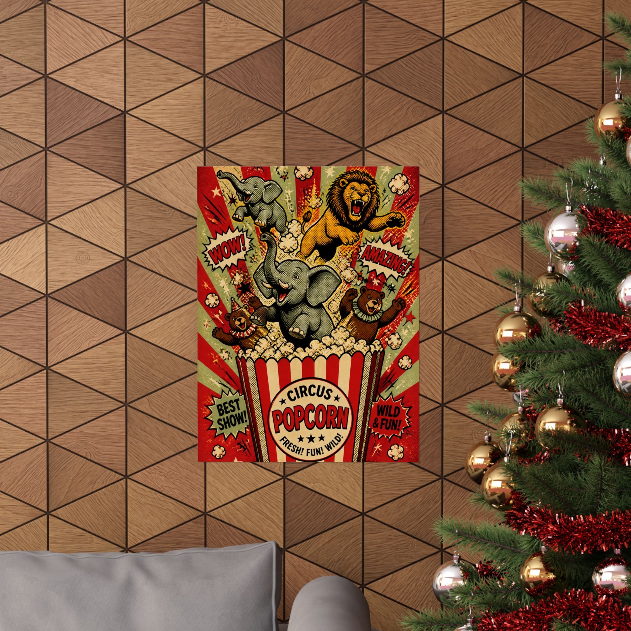 Popcorn Box Animals Wall Art Poster 18×24 Pop Art Living Room Decor Maximalist Print