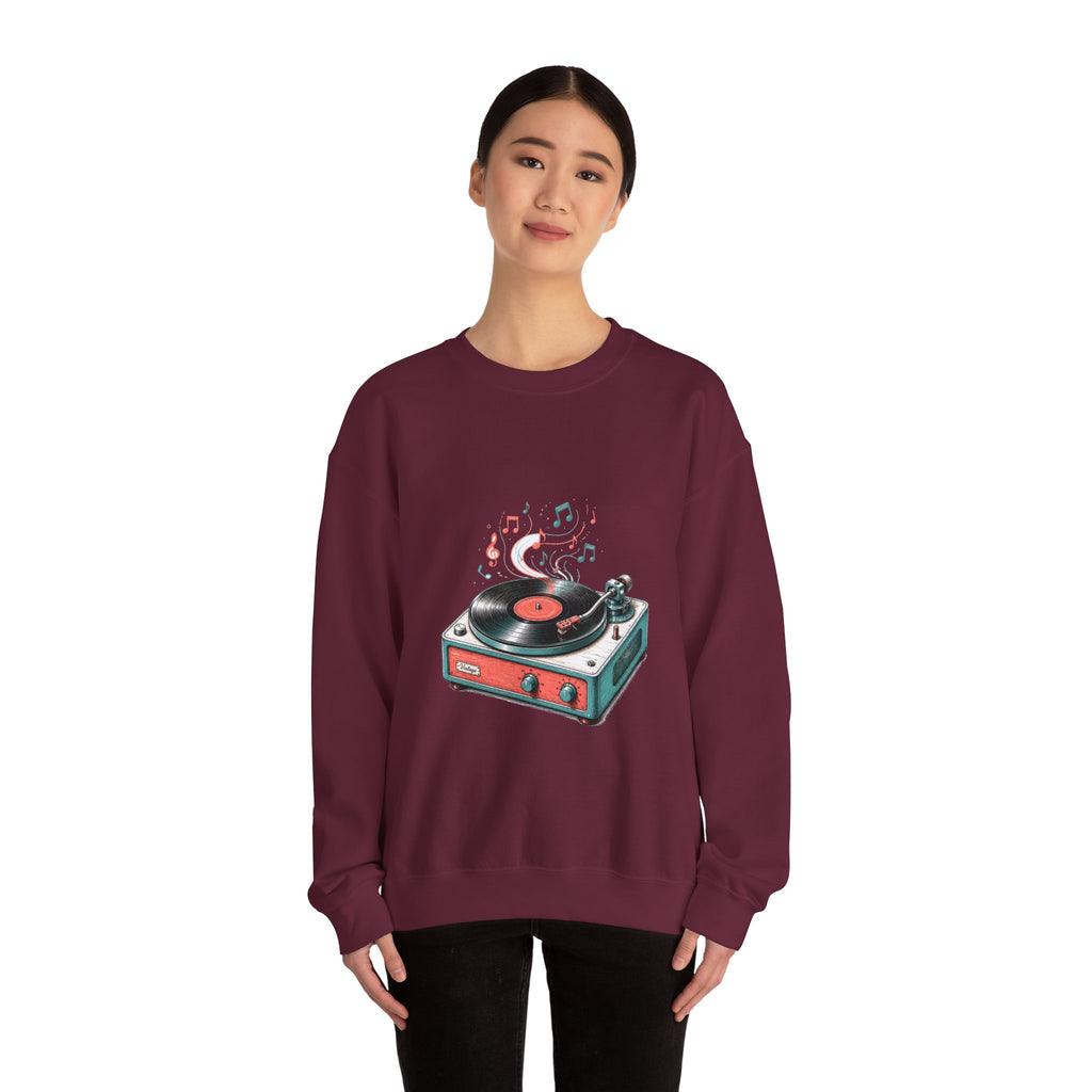 Matching Couple Sweatshirt - Vinyl & Cassette Matching Couple Comfort Colors Crew Hand-Drawn Art His Hers Anniversary Gift - Design A