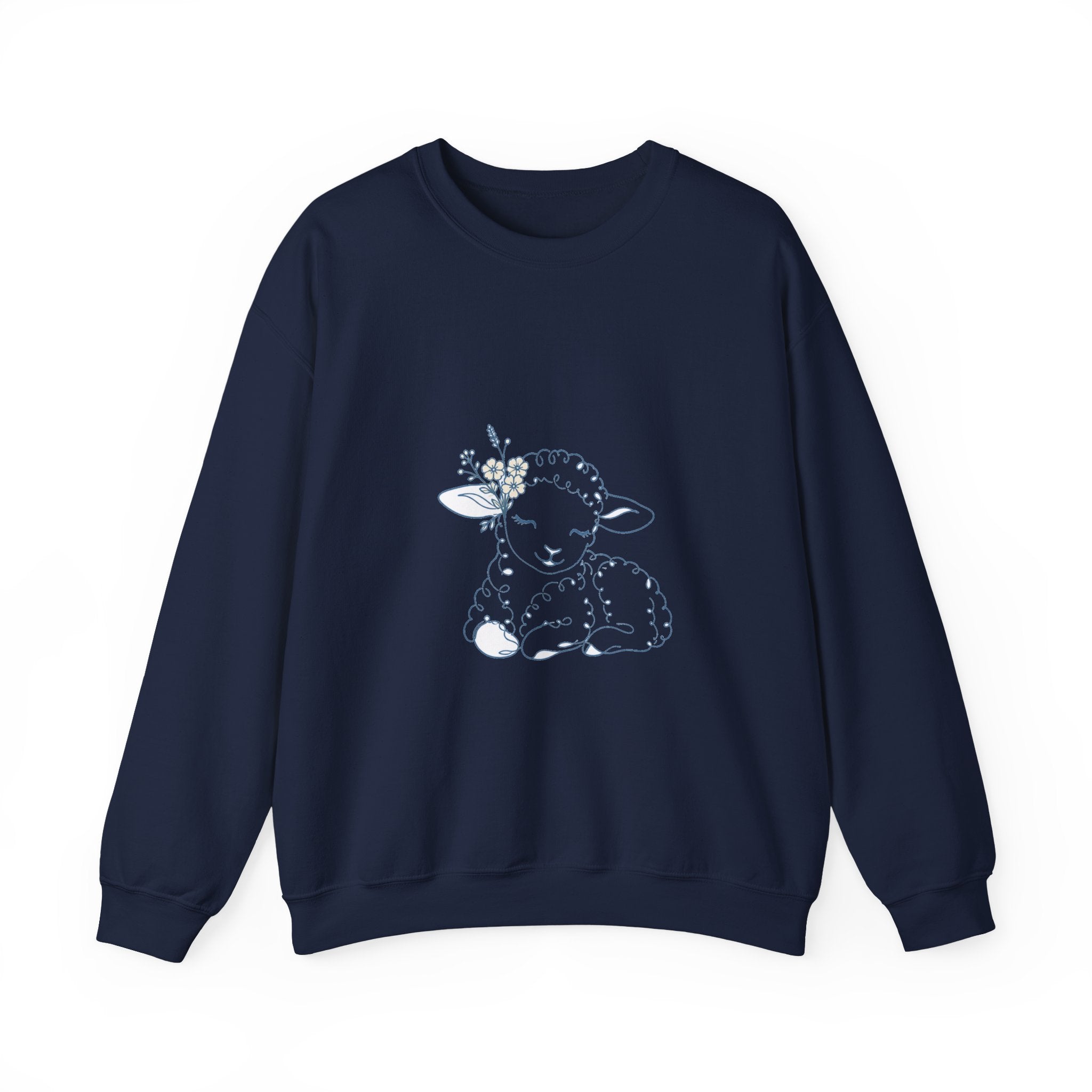Matching Couple Sweatshirt - Lion & Lamb Matching Couple Crewneck Sweatshirt Minimalist Art His Hers Valentine Gift - Design B