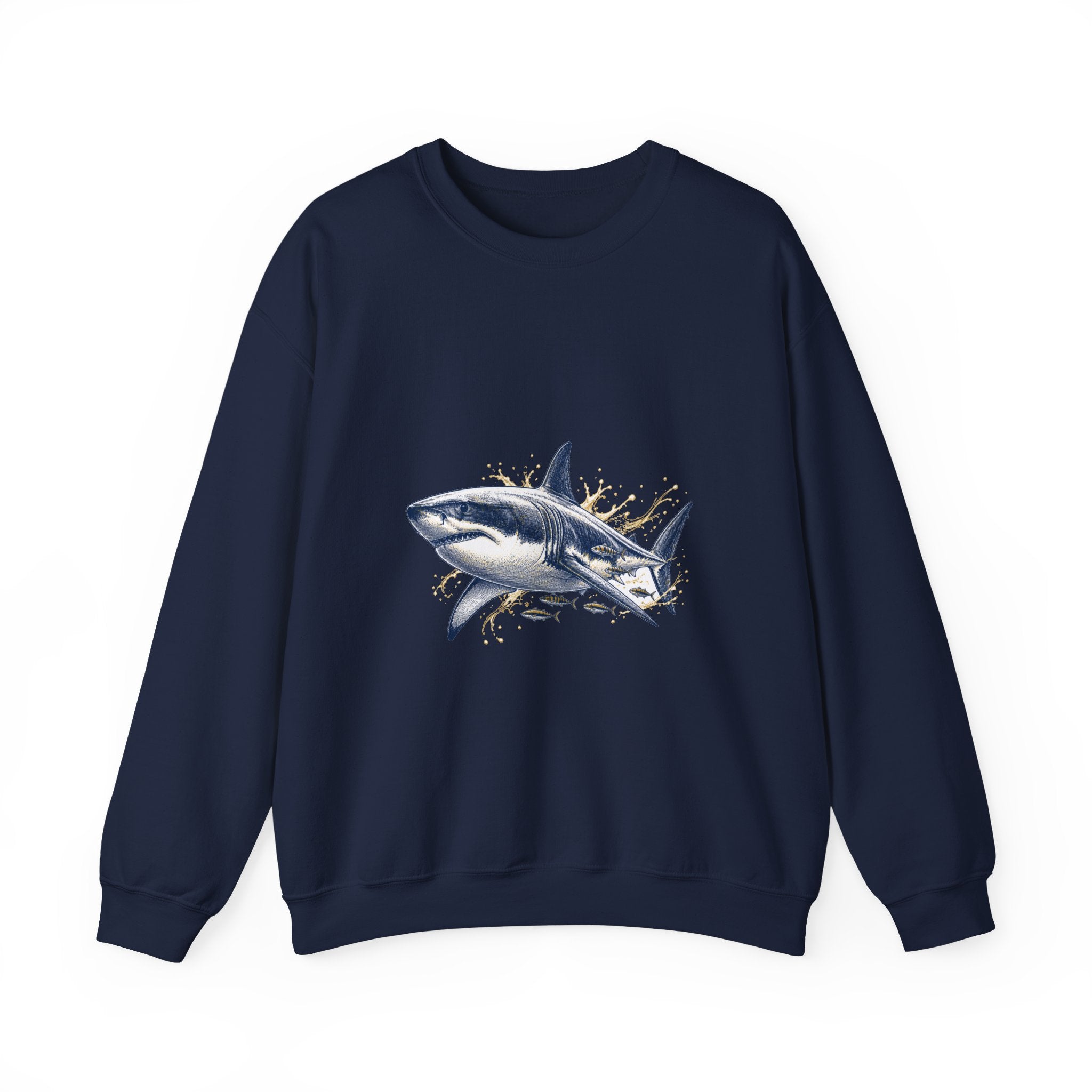 Matching Couple Sweatshirt - Shark & Dolphin Matching Couple Comfort Colors Crew Hand-Drawn Art His Hers Anniversary Gift - Design A