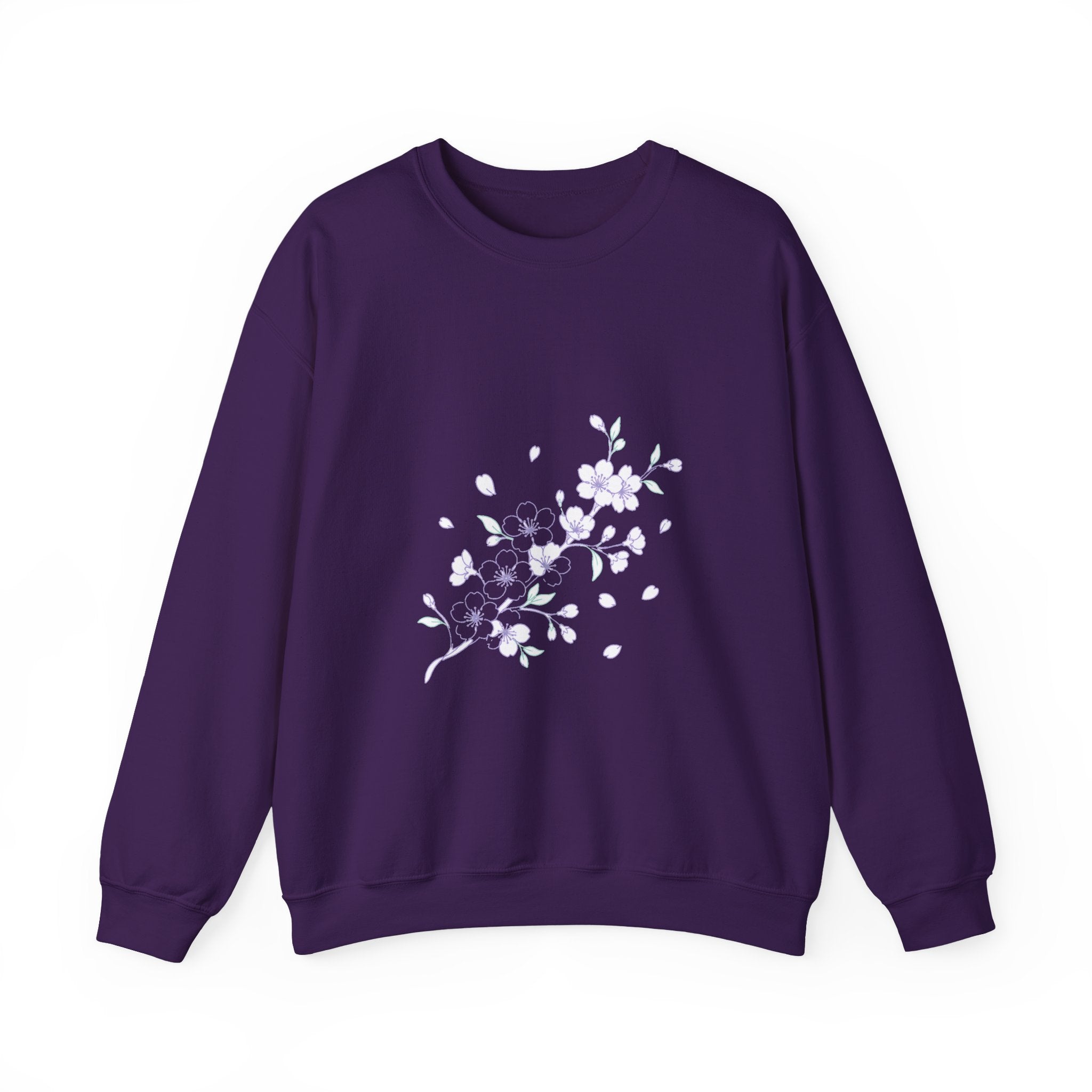 Matching Couple Sweatshirt - Cherry Blossom & Maple Leaf Matching Couple Crewneck Sweatshirt Minimalist Art His Hers Valentine Gift - Design A