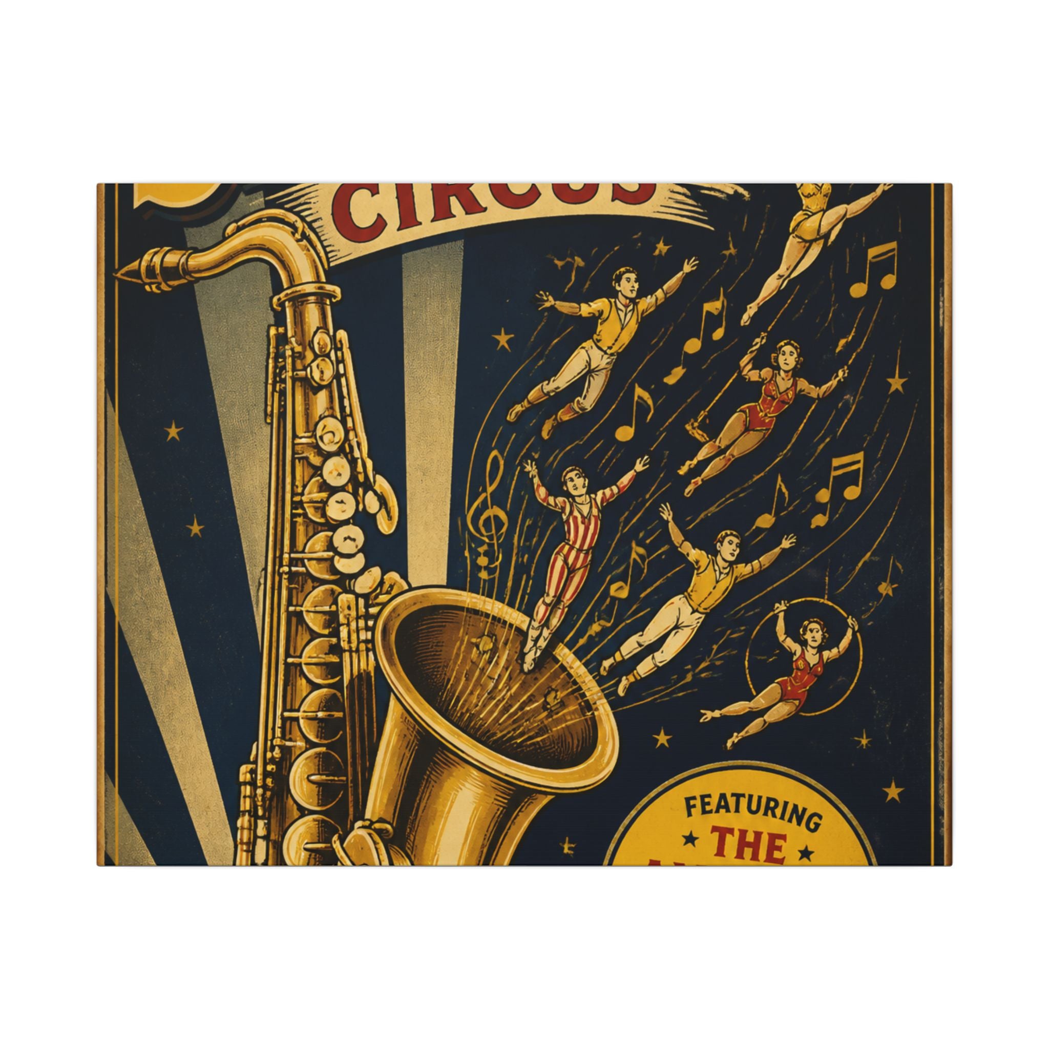 Saxophone Music Circus Wall Art Canvas 16×20 Vintage Circus Kitchen Decor Maximalist Print