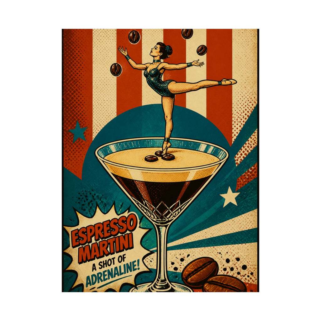 Espresso Martini Acrobat Wall Art Poster 18×24 Pop Art Living Room Decor Maximalist Print