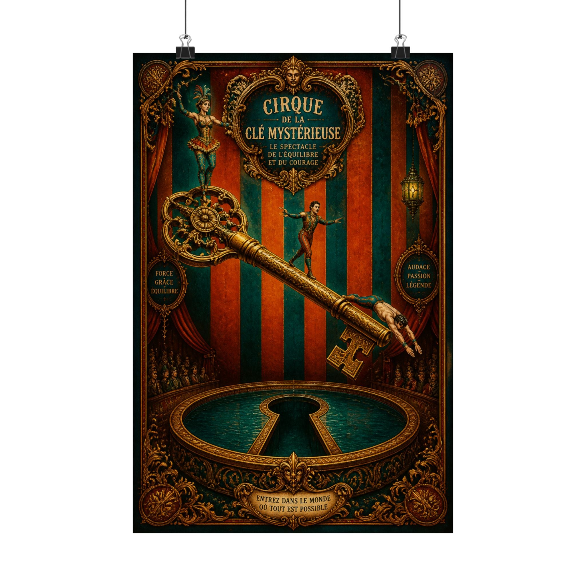 Giant Key Performance Wall Art Poster 24×36 Baroque Studio Decor Maximalist Print