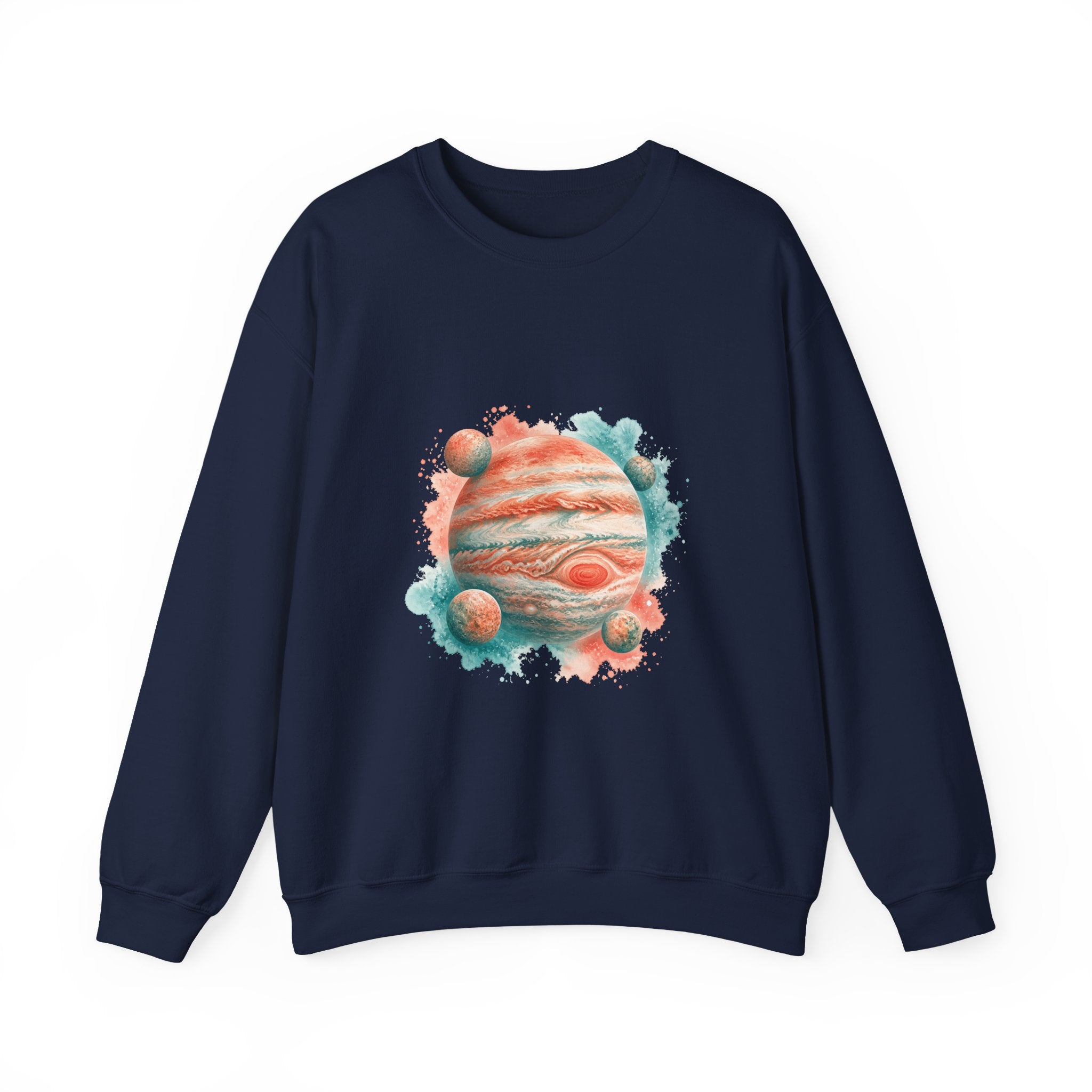 Matching Couple Sweatshirt - Saturn & Jupiter Matching Couple Premium Fleece Sweatshirt Watercolor Art His Hers Birthday Gift - Design B