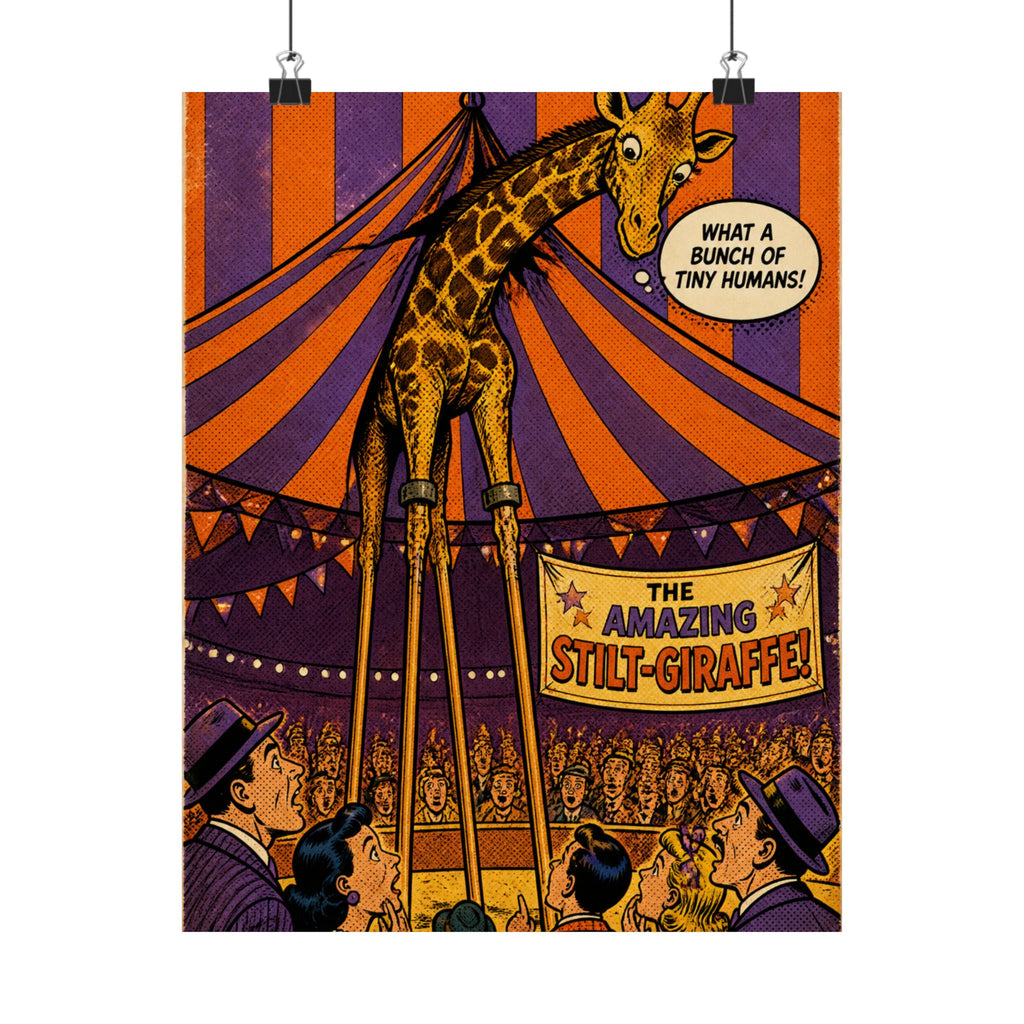 Giraffe on Stilts Wall Art Poster 18×24 Pop Art Living Room Decor Maximalist Print