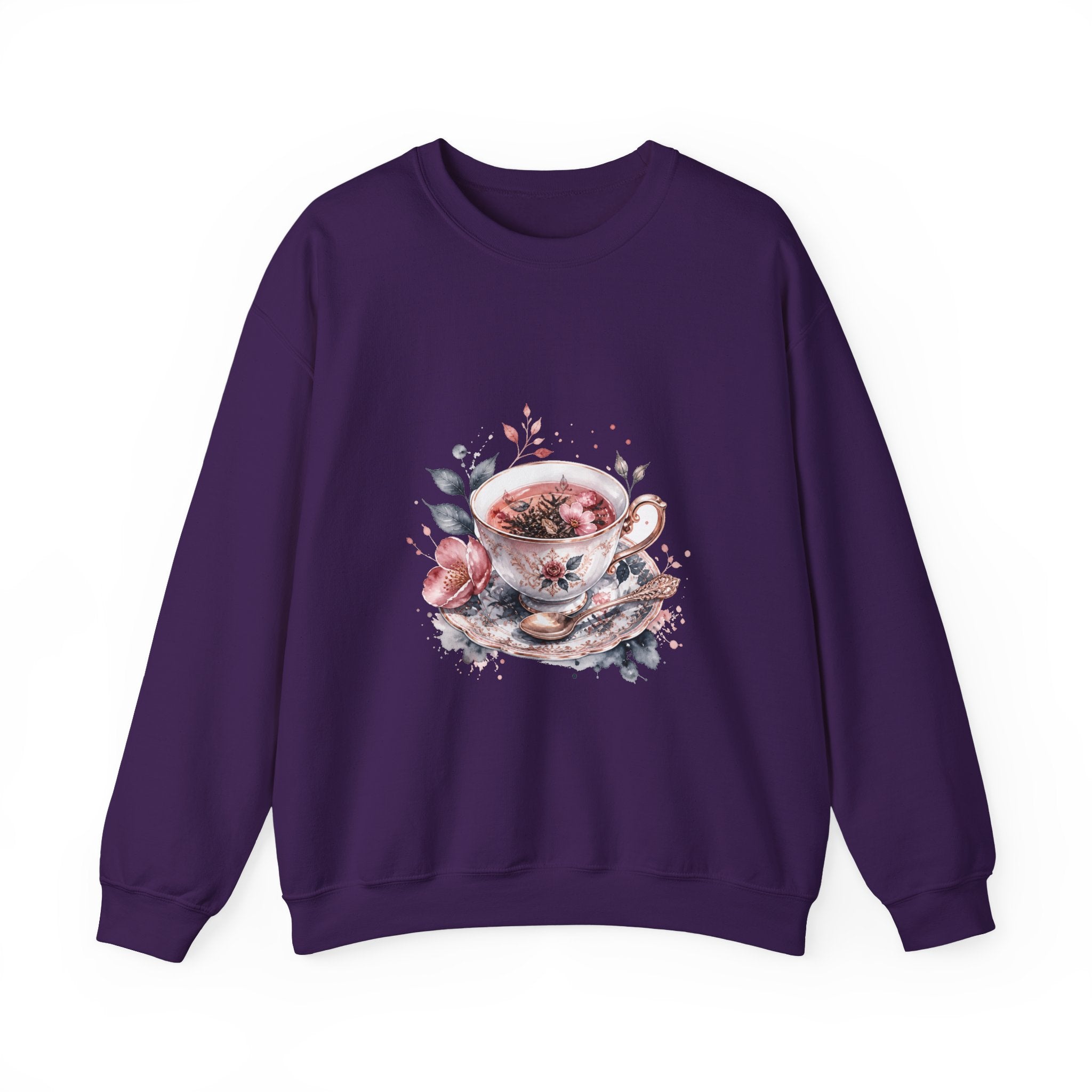 Matching Couple Sweatshirt - Coffee & Tea Matching Couple Premium Fleece Sweatshirt Watercolor Art His Hers Birthday Gift - Design B