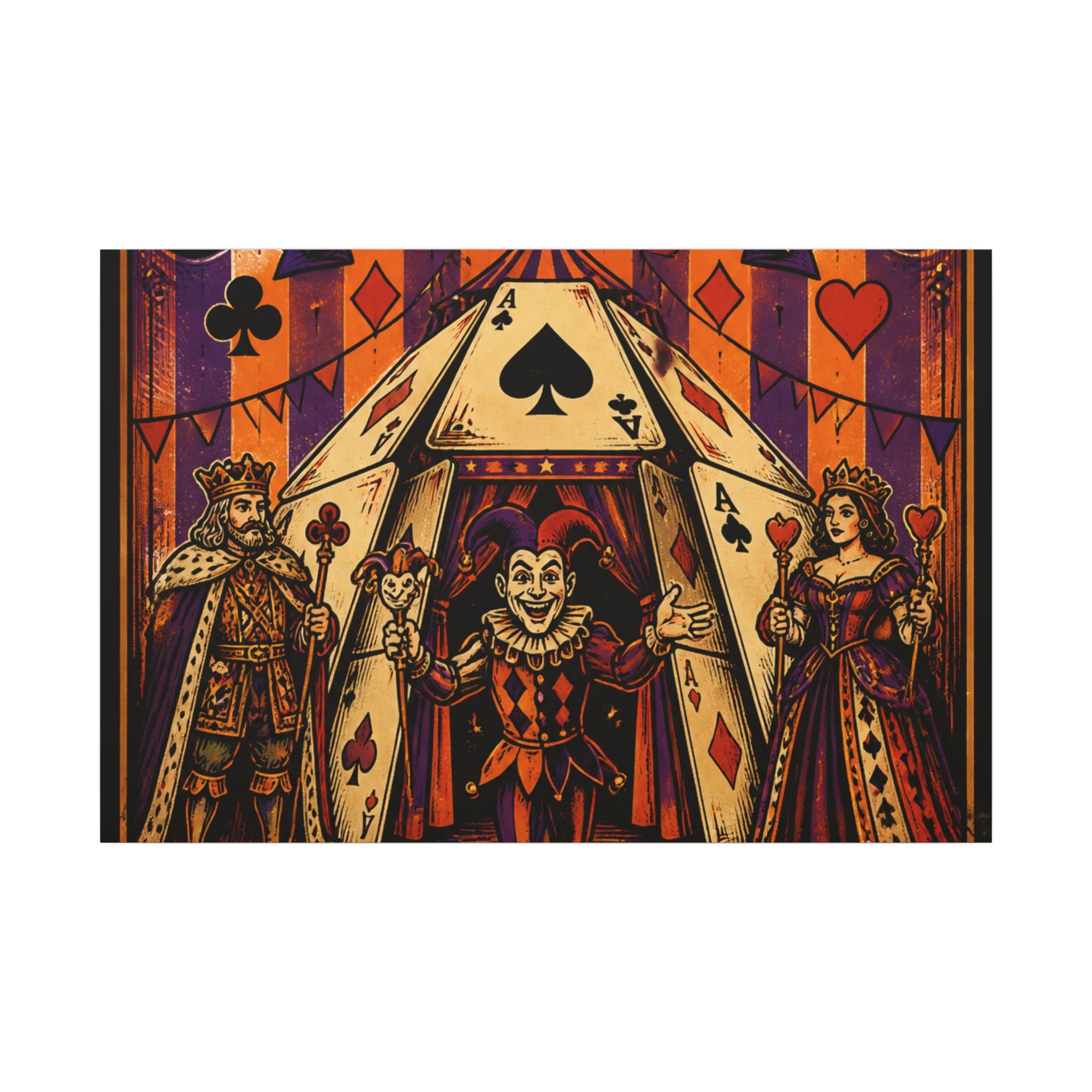 Playing Cards Tent Wall Art Canvas 24×36 Vintage Circus Bedroom Decor Maximalist Print