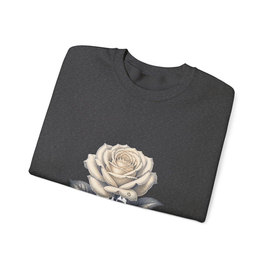 Matching Couple Sweatshirt - Rose & Thorn Matching Couple Crewneck Sweatshirt Vintage Art His Hers Wedding Gift - Design A