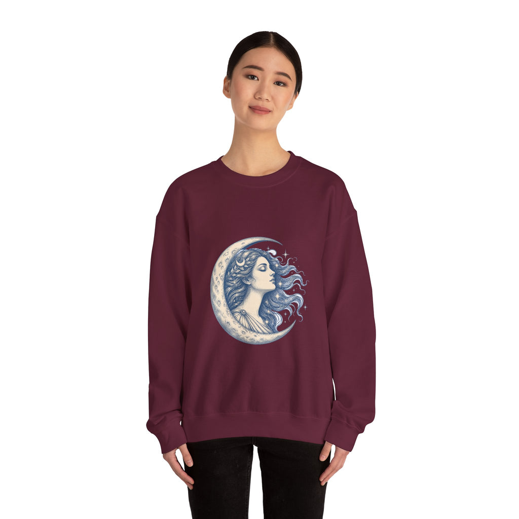 Matching Couple Sweatshirt - Helios & Selene Matching Couple Premium Fleece Sweatshirt Hand-Drawn Art His Hers Anniversary Gift - Design B