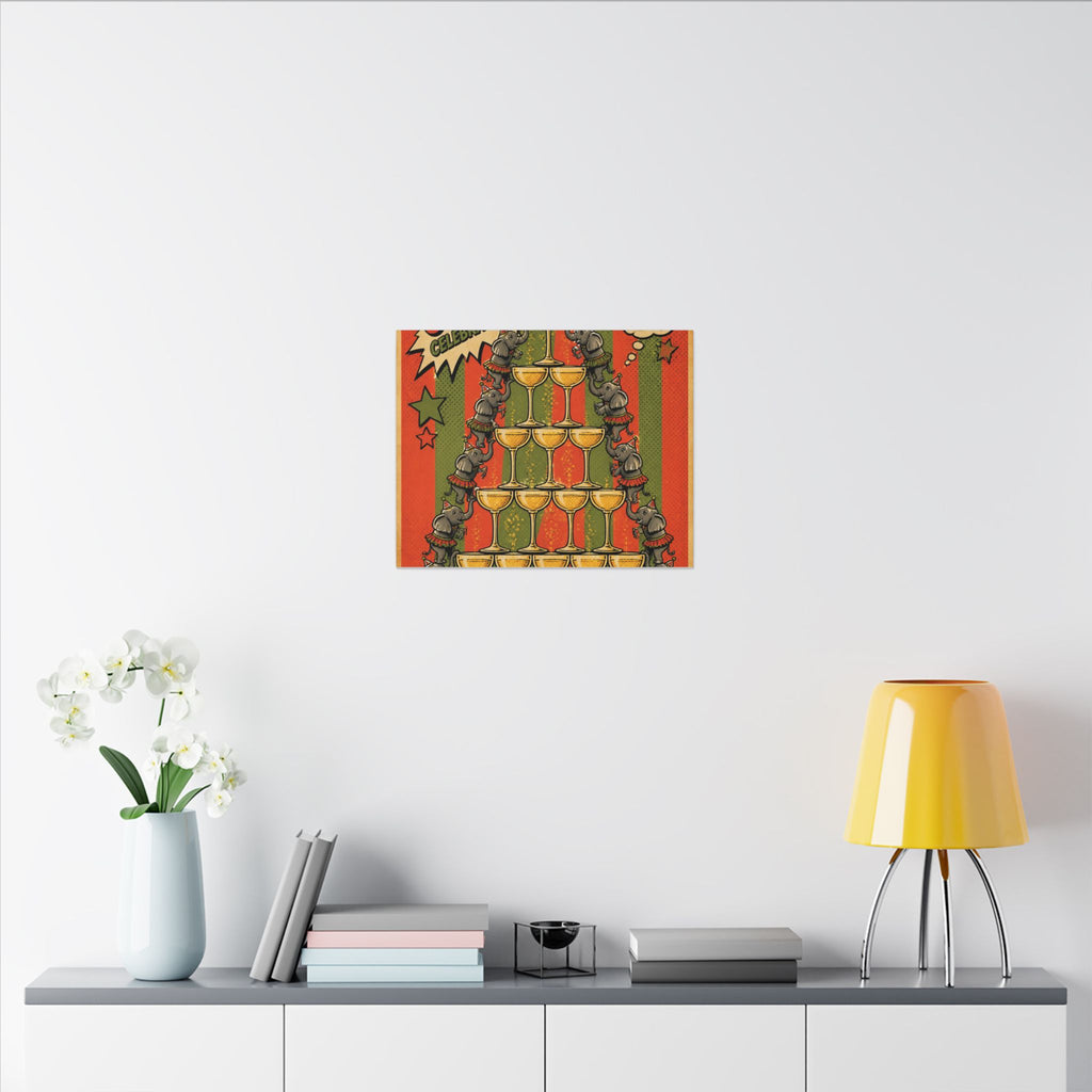 Champagne Tower Elephants Wall Art Canvas 16×20 Pop Art Living Room Decor Maximalist Print