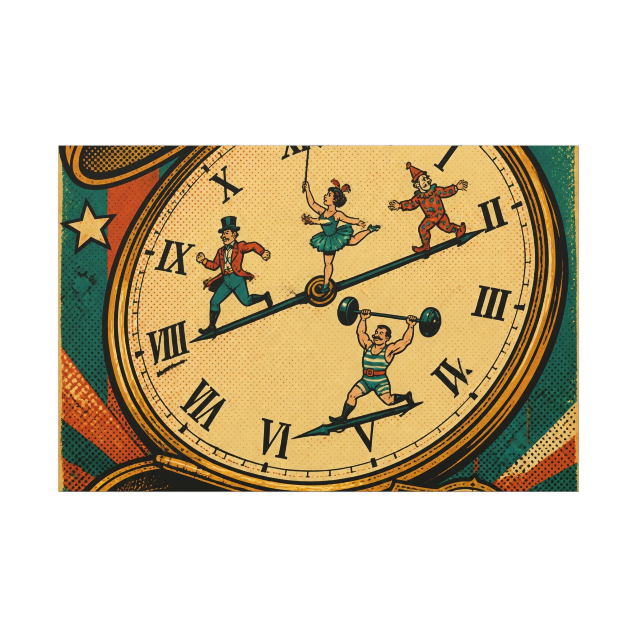 Pocket Watch Performers Wall Art Canvas 24×36 Pop Art Restaurant Decor Maximalist Print