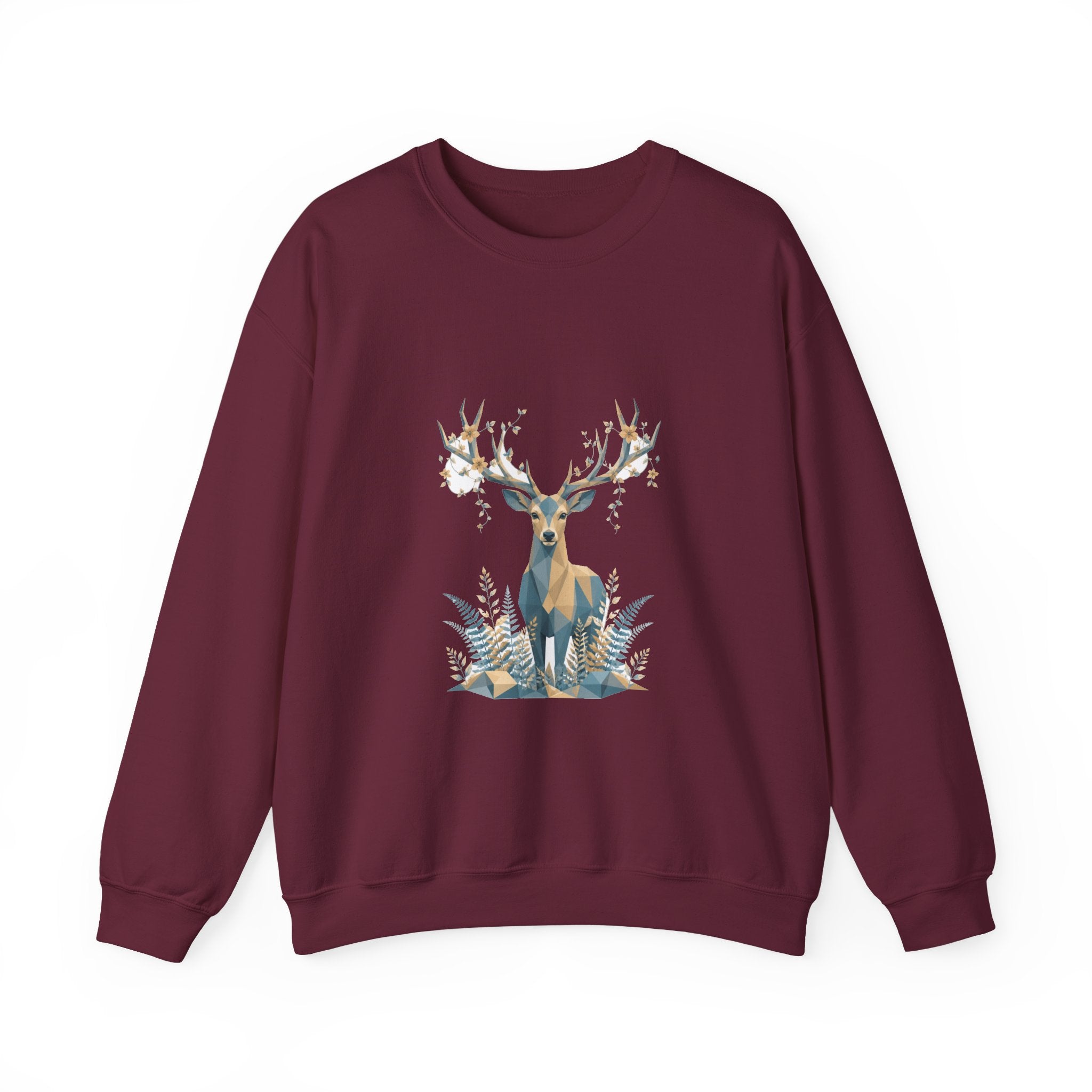 Matching Couple Sweatshirt - Bear & Deer Matching Couple Premium Fleece Sweatshirt Geometric Art His Hers Love Gift - Design B