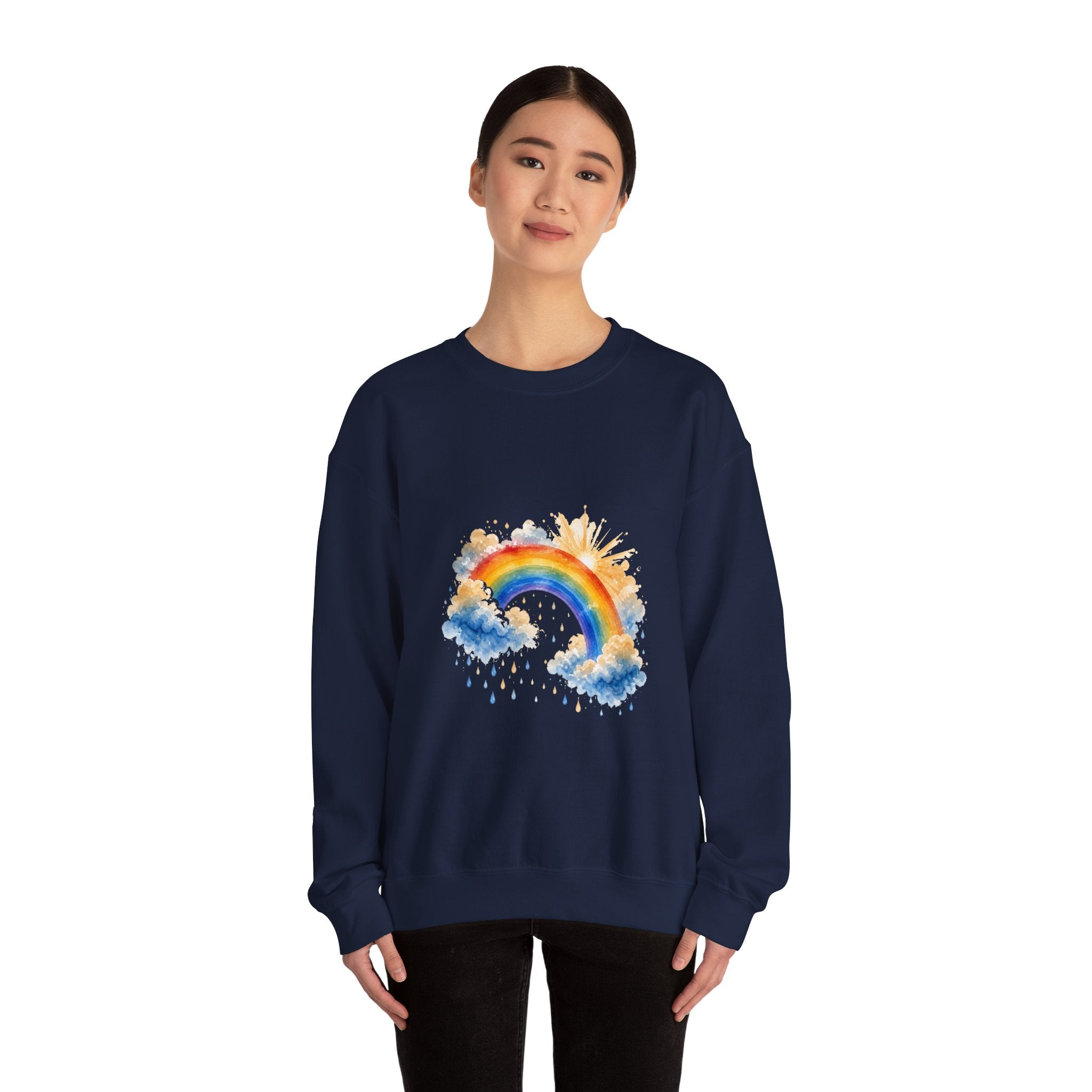 Matching Couple Sweatshirt - Storm & Rainbow Matching Couple Comfort Colors Crew Watercolor Art His Hers Birthday Gift - Design B