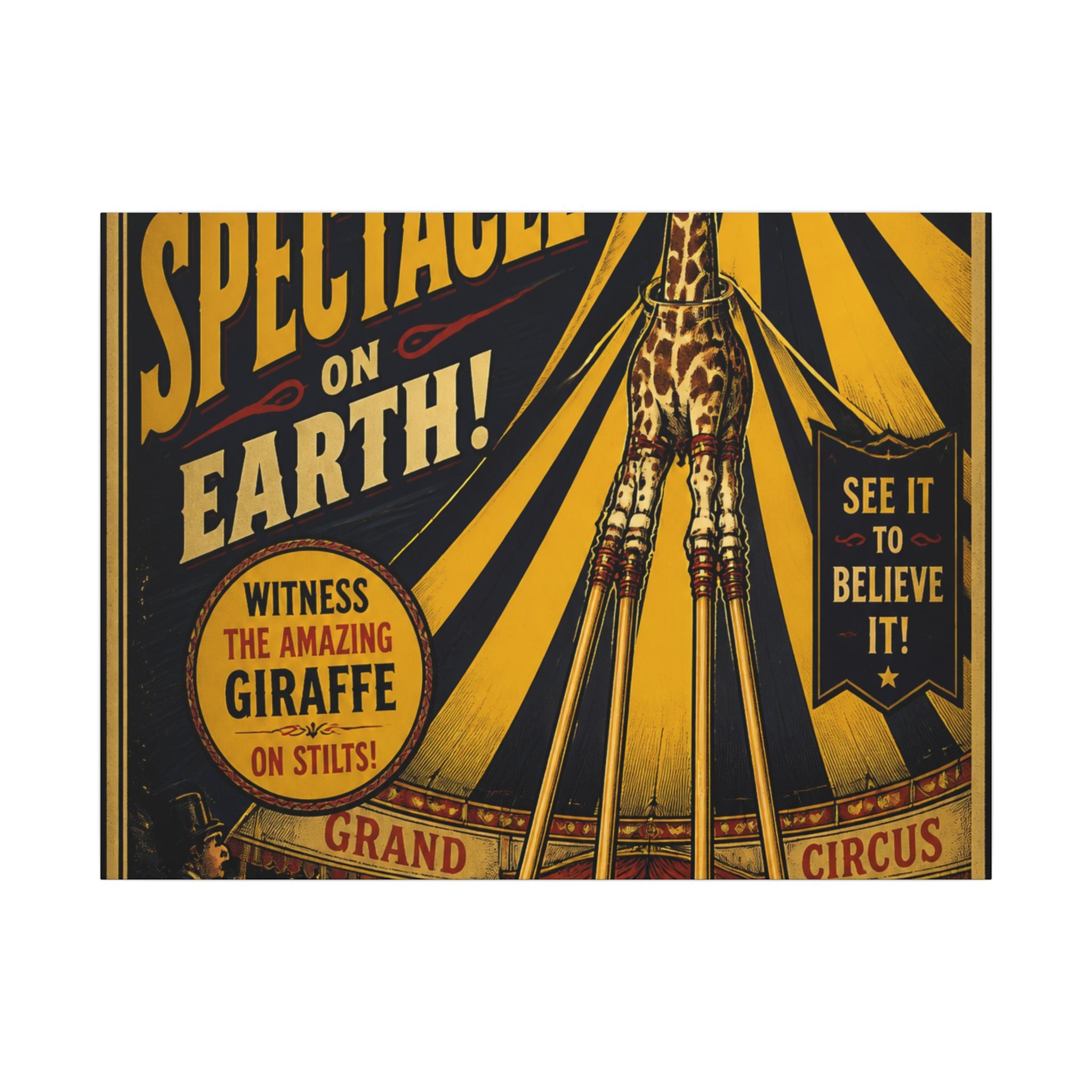 Giraffe on Stilts Wall Art Canvas 16×20 Vintage Circus Kitchen Decor Maximalist Print