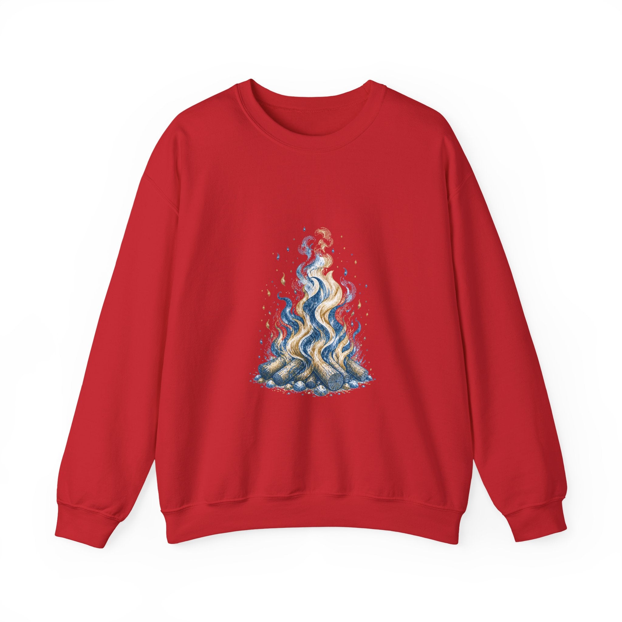 Matching Couple Sweatshirt - Wildfire & Waterfall Matching Couple Premium Fleece Sweatshirt Hand-Drawn Art His Hers Anniversary Gift - Design A