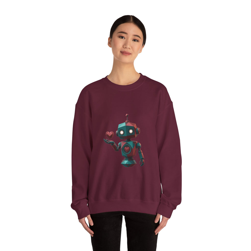 Matching Couple Sweatshirt - Robot & Heart Matching Couple Comfort Colors Crew Geometric Art His Hers Love Gift - Design A
