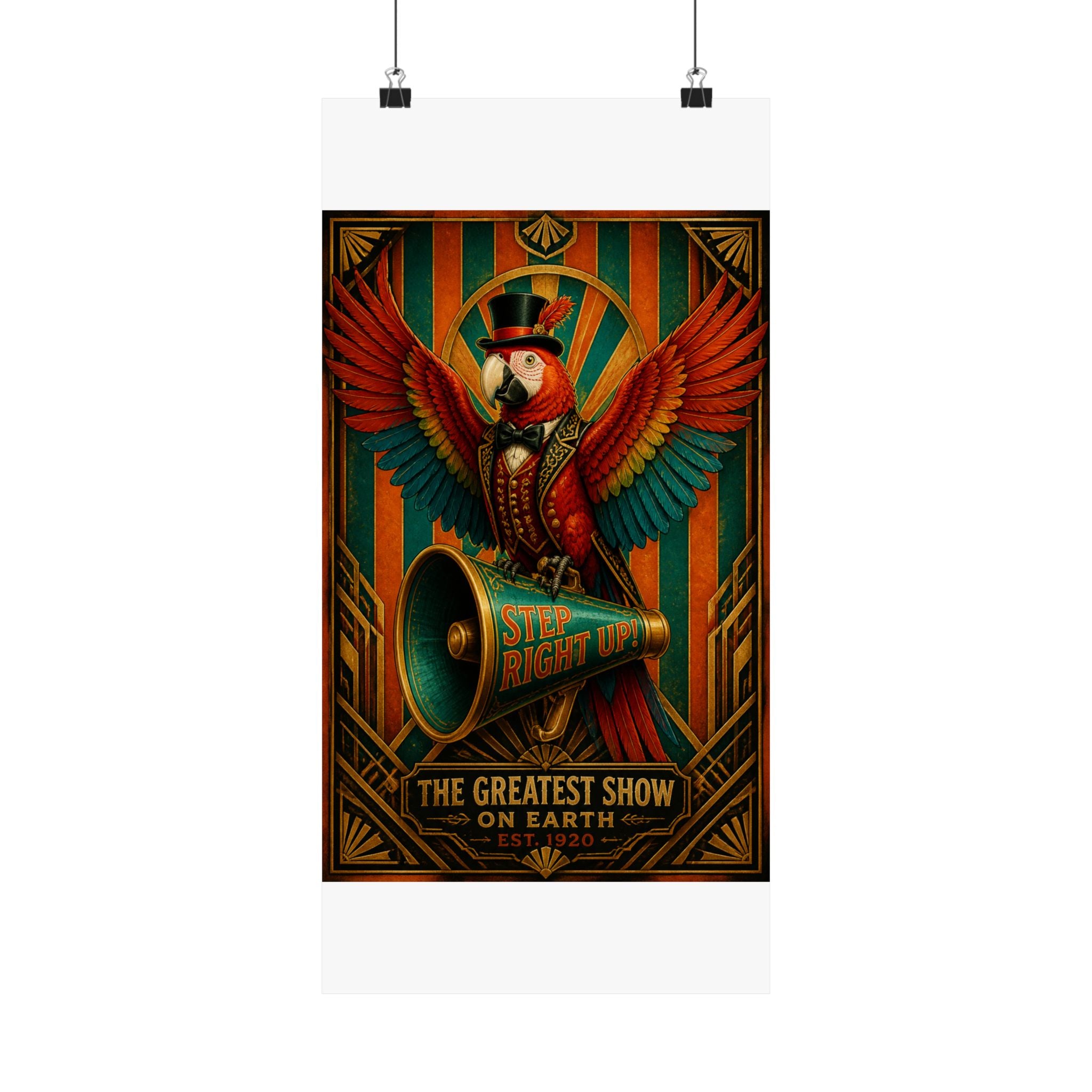 Parrot Ringmaster Wall Art Poster 18×24 Art Deco Entryway Decor Maximalist Print