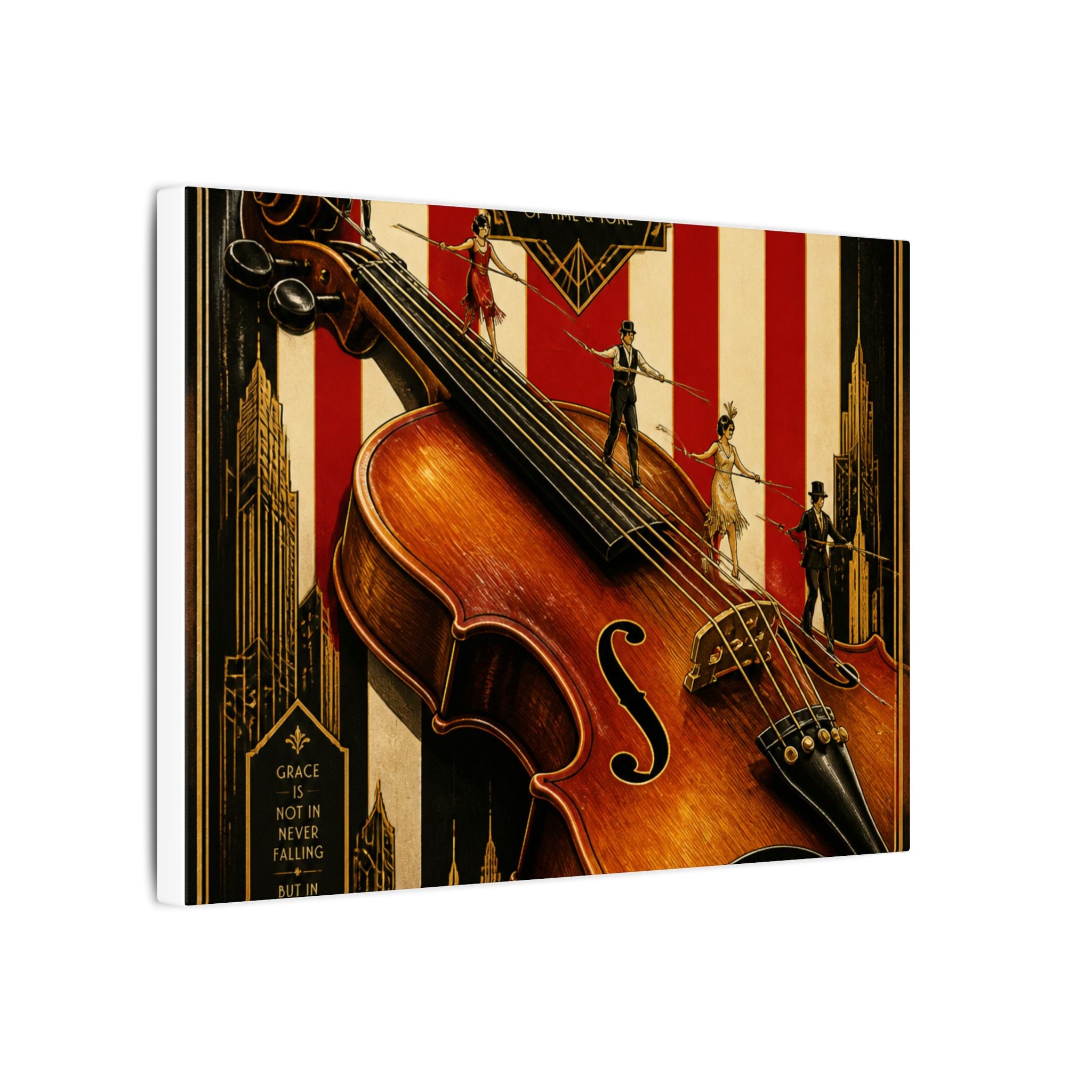 Violin Tightrope Bridge Wall Art Canvas 16×20 Art Deco Entryway Decor Maximalist Print