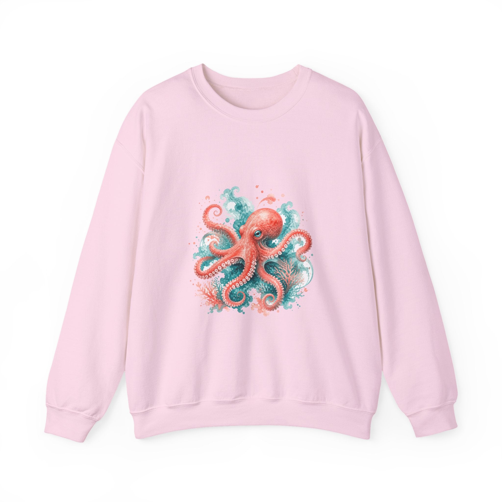 Matching Couple Sweatshirt - Octopus & Jellyfish Matching Couple Premium Fleece Sweatshirt Watercolor Art His Hers Birthday Gift - Design A