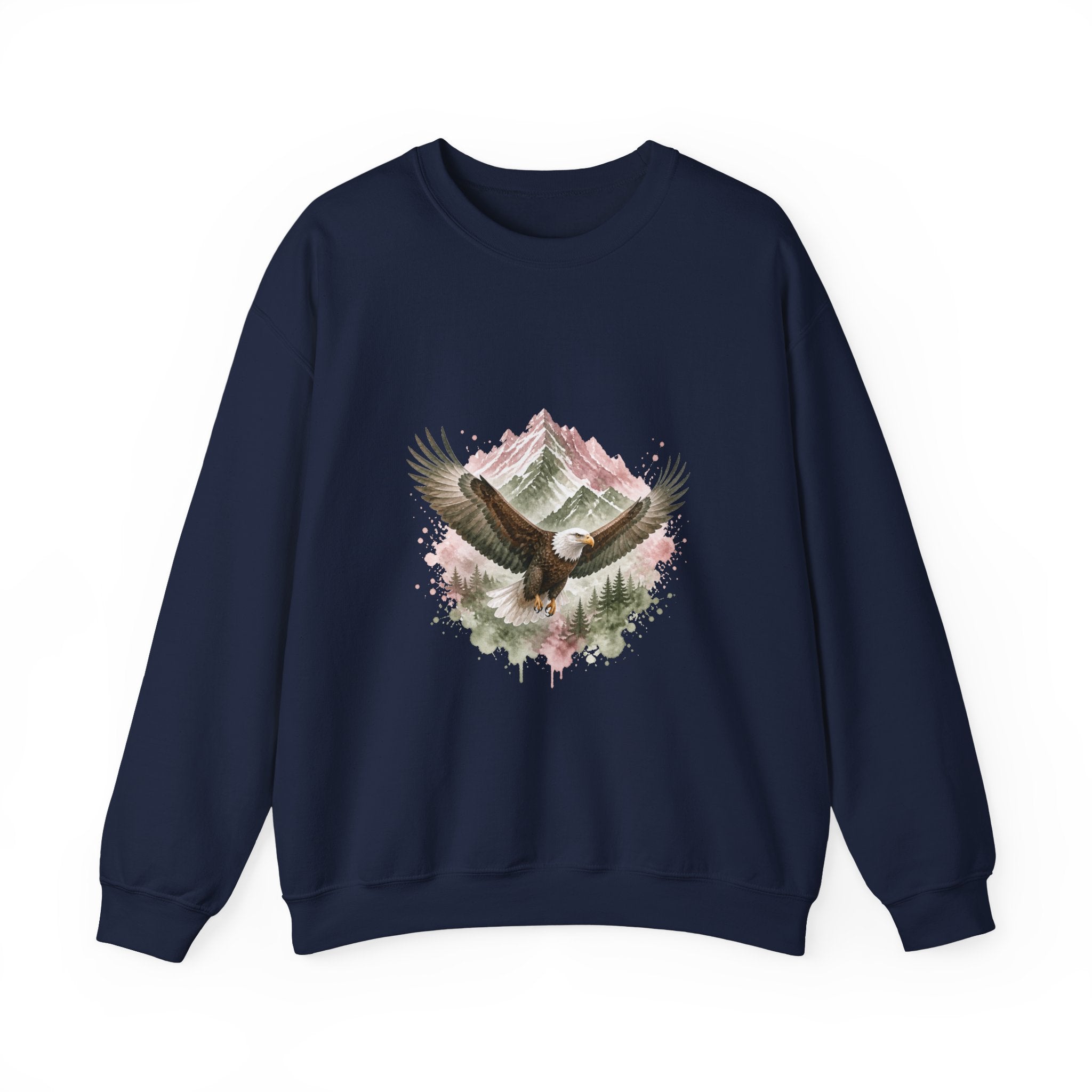 Matching Couple Sweatshirt - Eagle & Whale Matching Couple Comfort Colors Crew Watercolor Art His Hers Birthday Gift - Design A