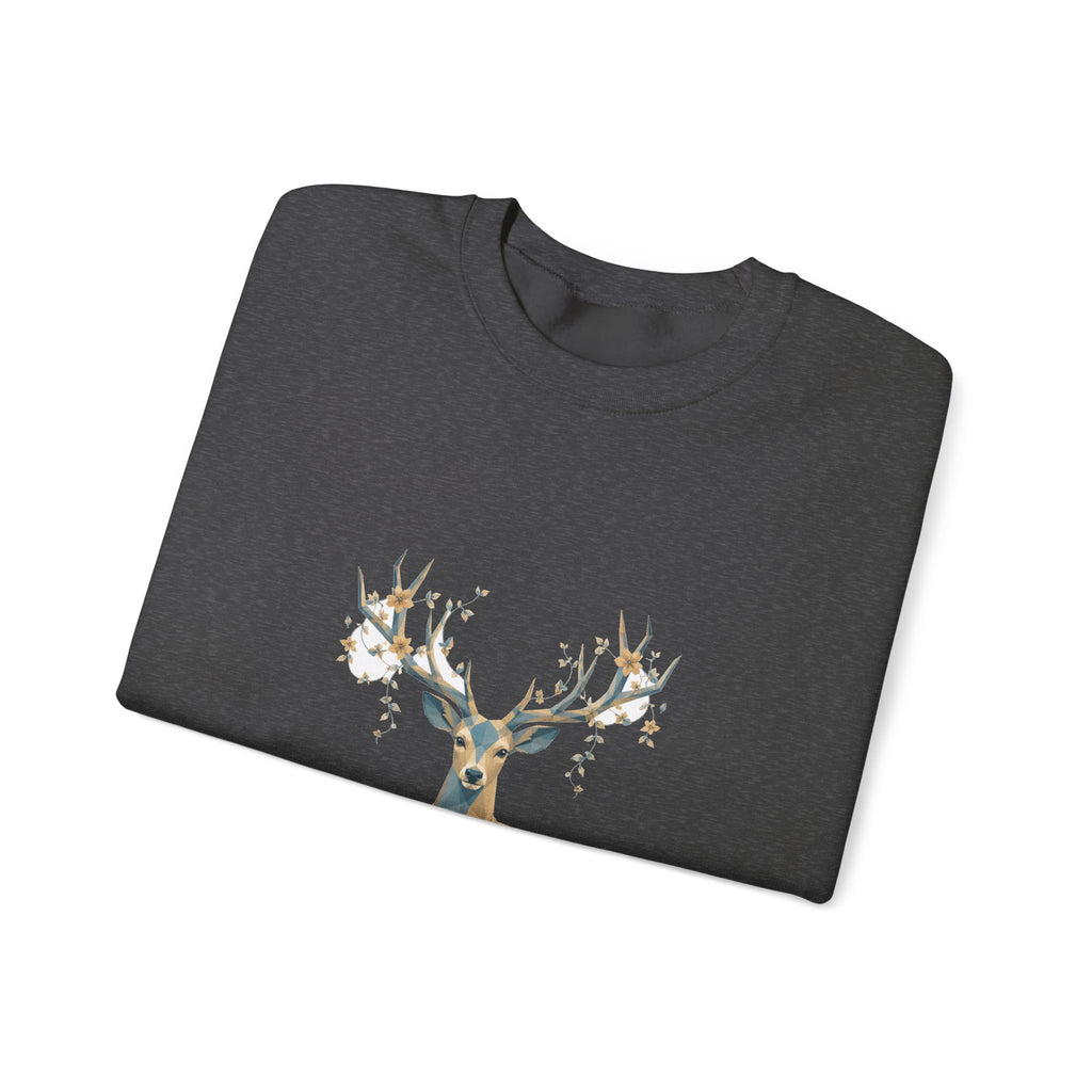 Matching Couple Sweatshirt - Bear & Deer Matching Couple Premium Fleece Sweatshirt Geometric Art His Hers Love Gift - Design B