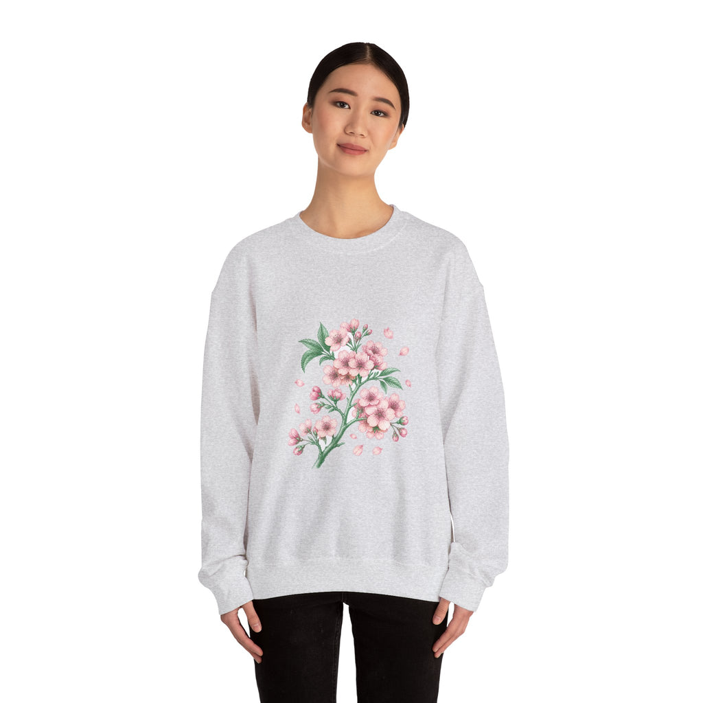 Matching Couple Sweatshirt - Cherry Blossom & Maple Leaf Matching Couple Premium Fleece Sweatshirt Vintage Art His Hers Honeymoon Gift - Design A