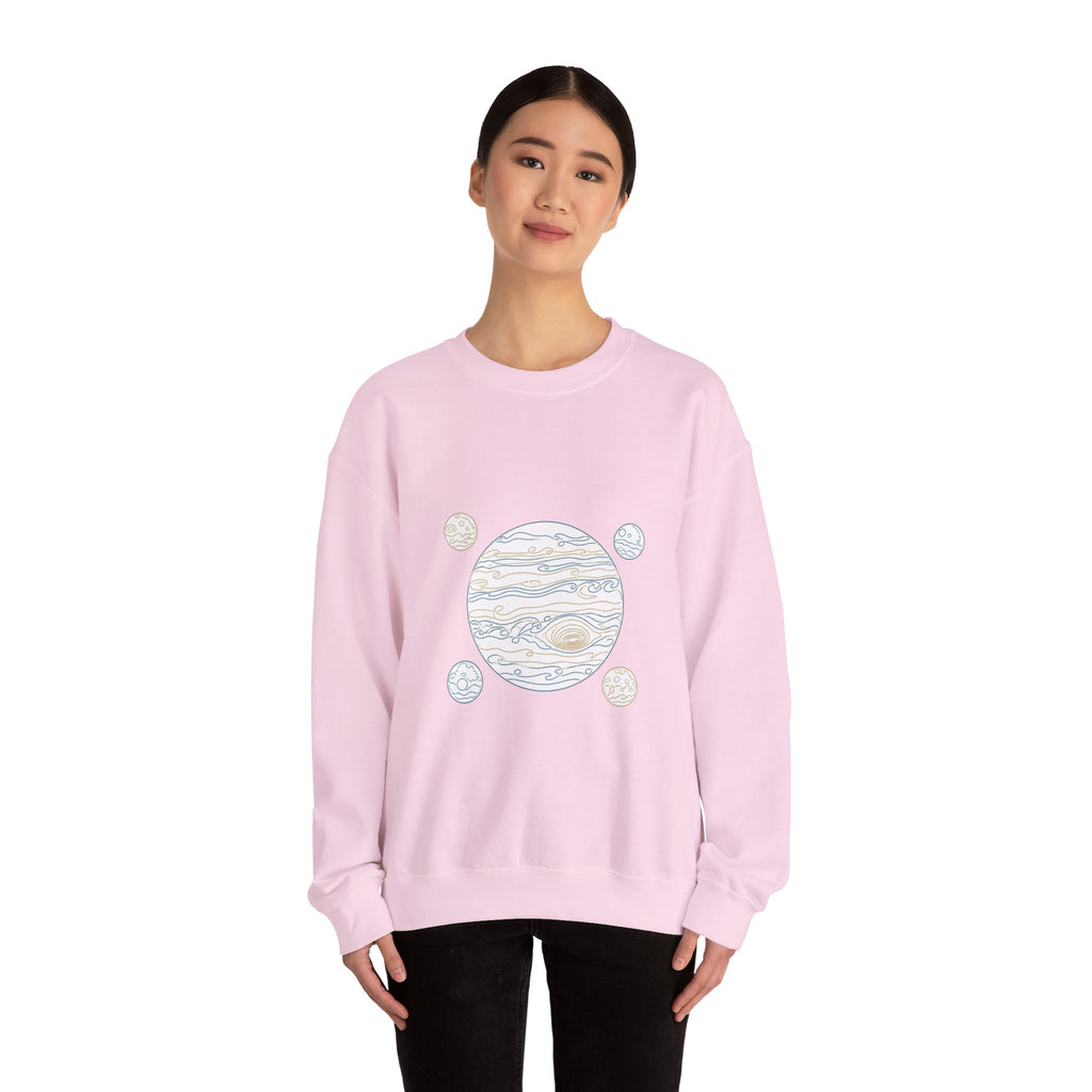 Matching Couple Sweatshirt - Saturn & Jupiter Matching Couple Crewneck Sweatshirt Minimalist Art His Hers Valentine Gift - Design B