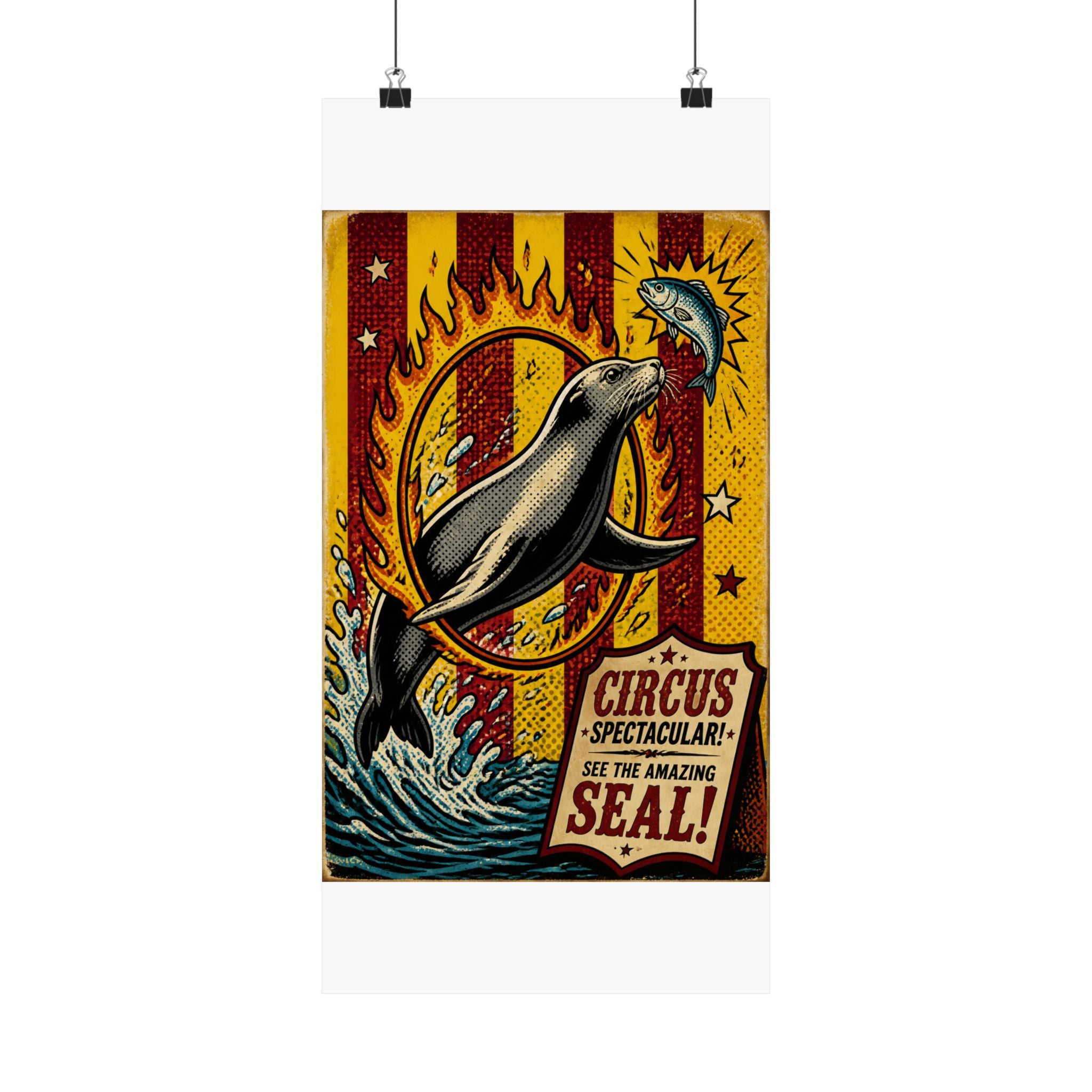 Seal Fire Hoop Wall Art Poster 18×24 Pop Art Living Room Decor Maximalist Print