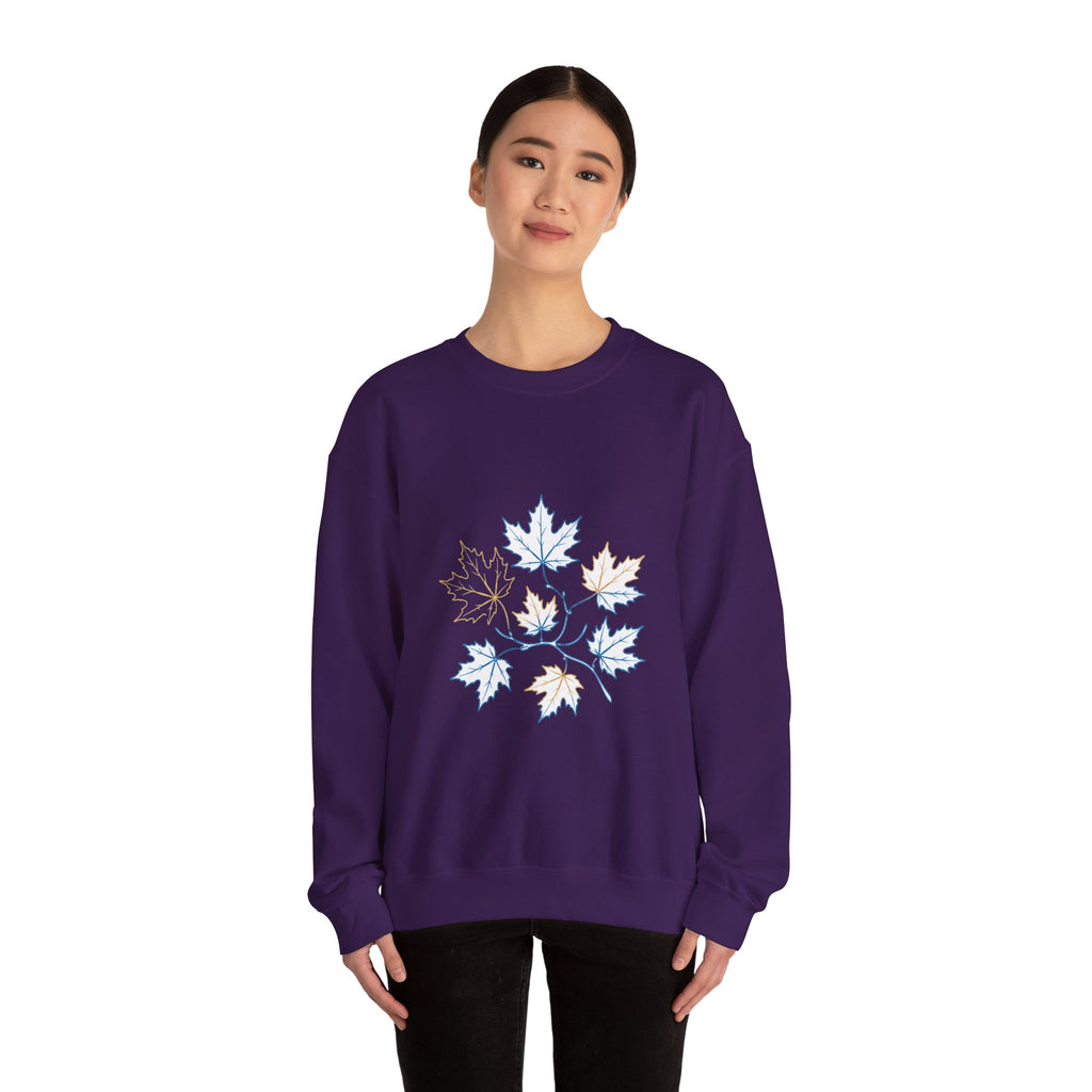 Matching Couple Sweatshirt - Cherry Blossom & Maple Leaf Matching Couple Premium Fleece Sweatshirt Minimalist Art His Hers Christmas Gift - Design B