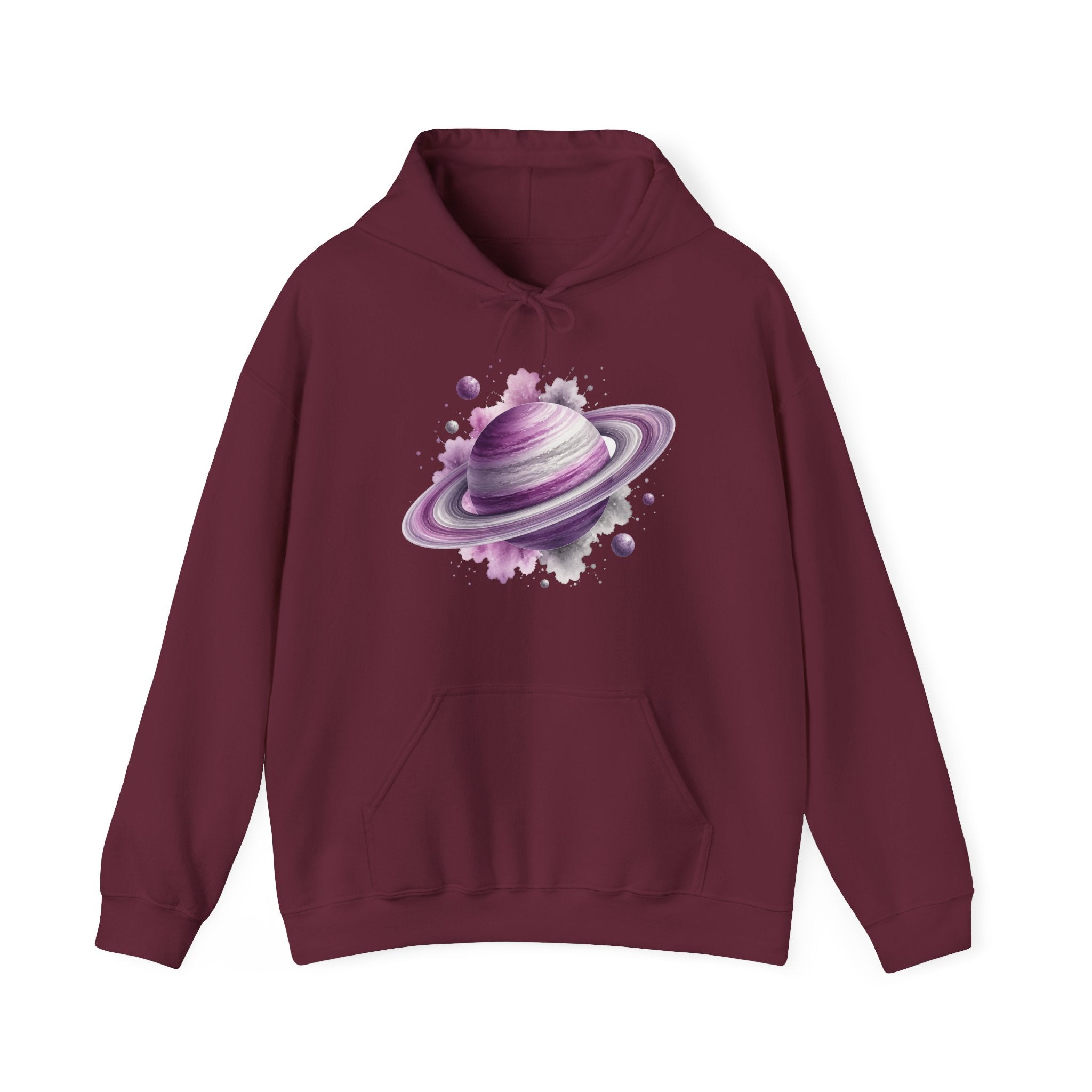 Matching Couple Sweatshirt - Saturn & Jupiter Matching Couple Hooded Sweatshirt Watercolor Art His Hers Engagement Gift - Design A